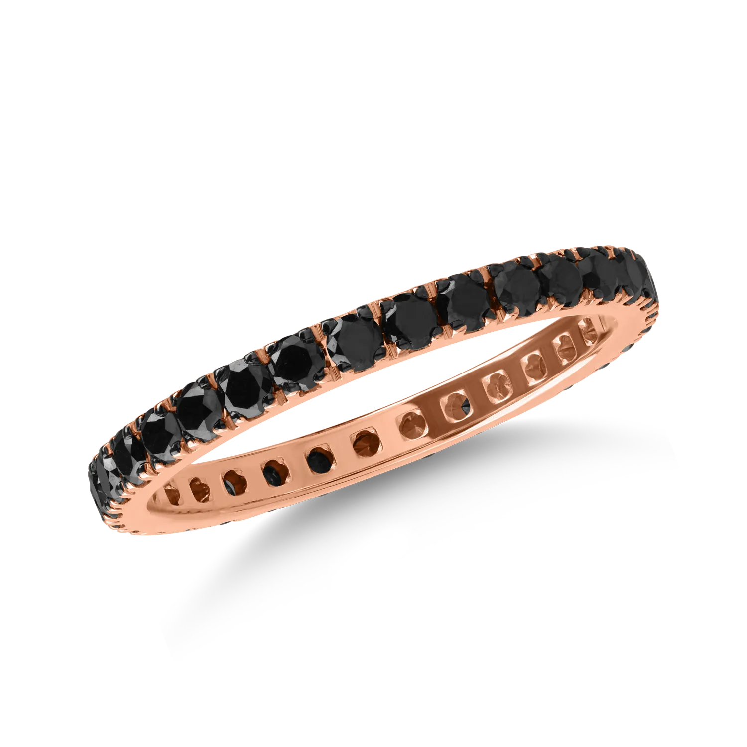 Örökkévalóság gyűrű rózsaszín aranyból 0.92ct fekete gyémántokkal