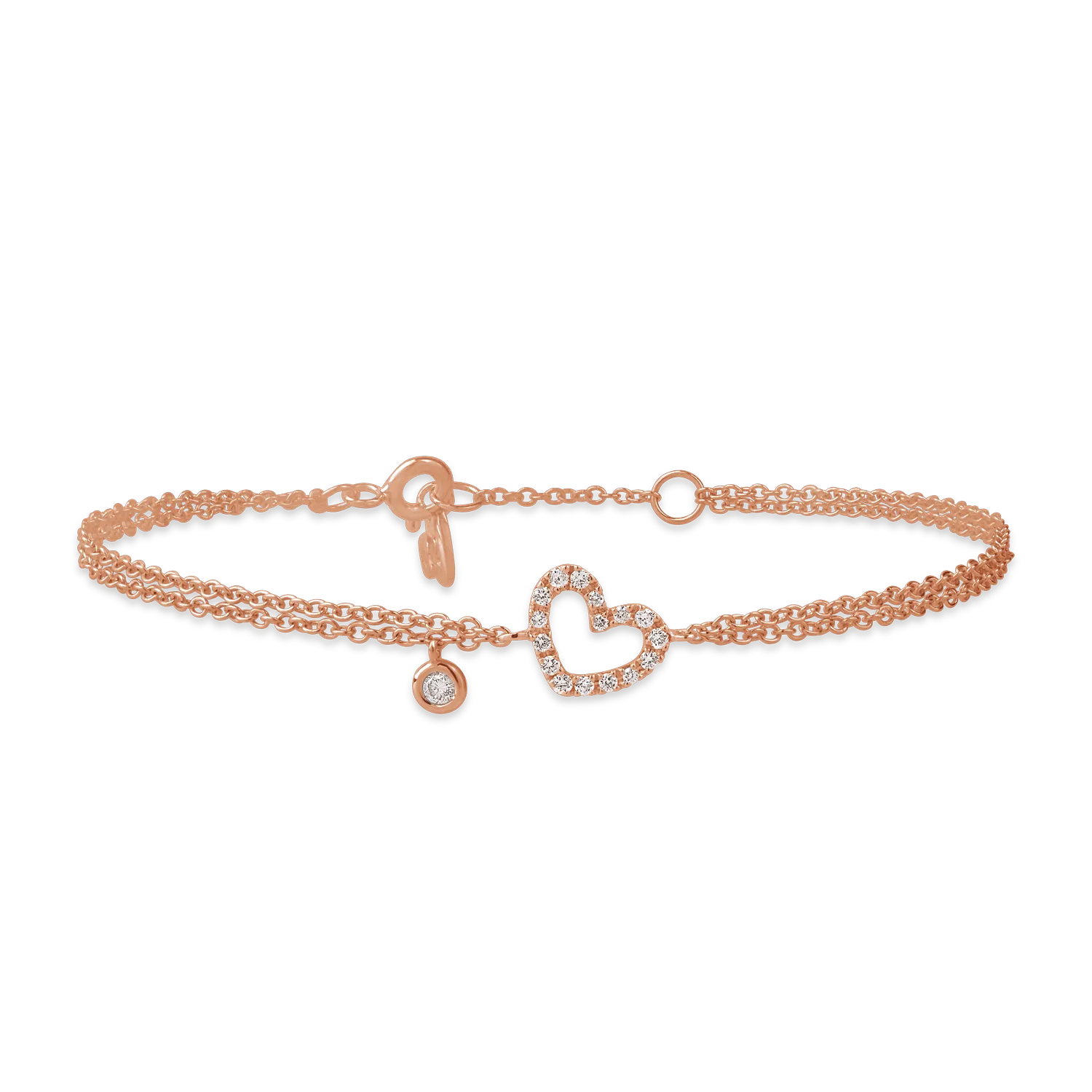 Rose gold heart bracelet with 0.11ct diamonds