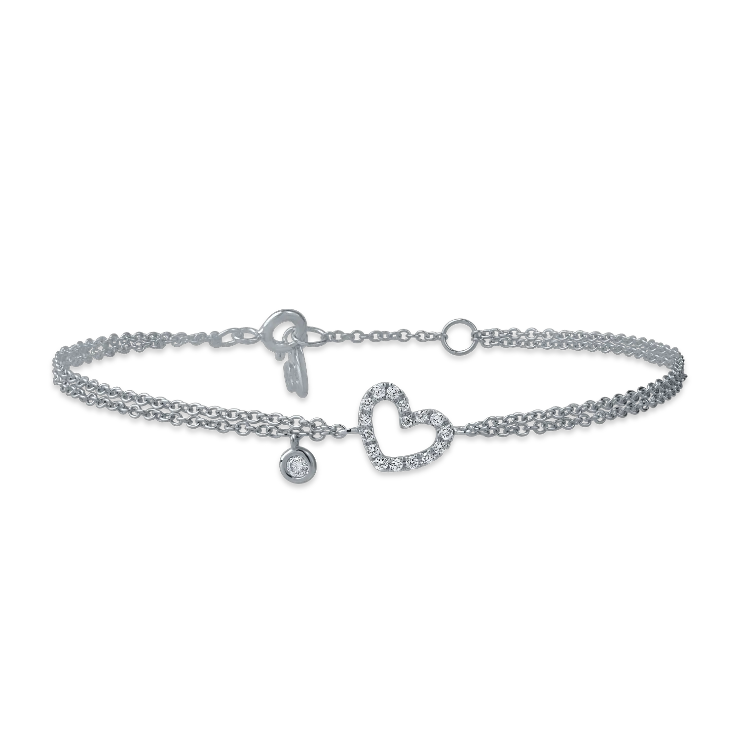 White gold heart bracelet with 0.11ct diamonds