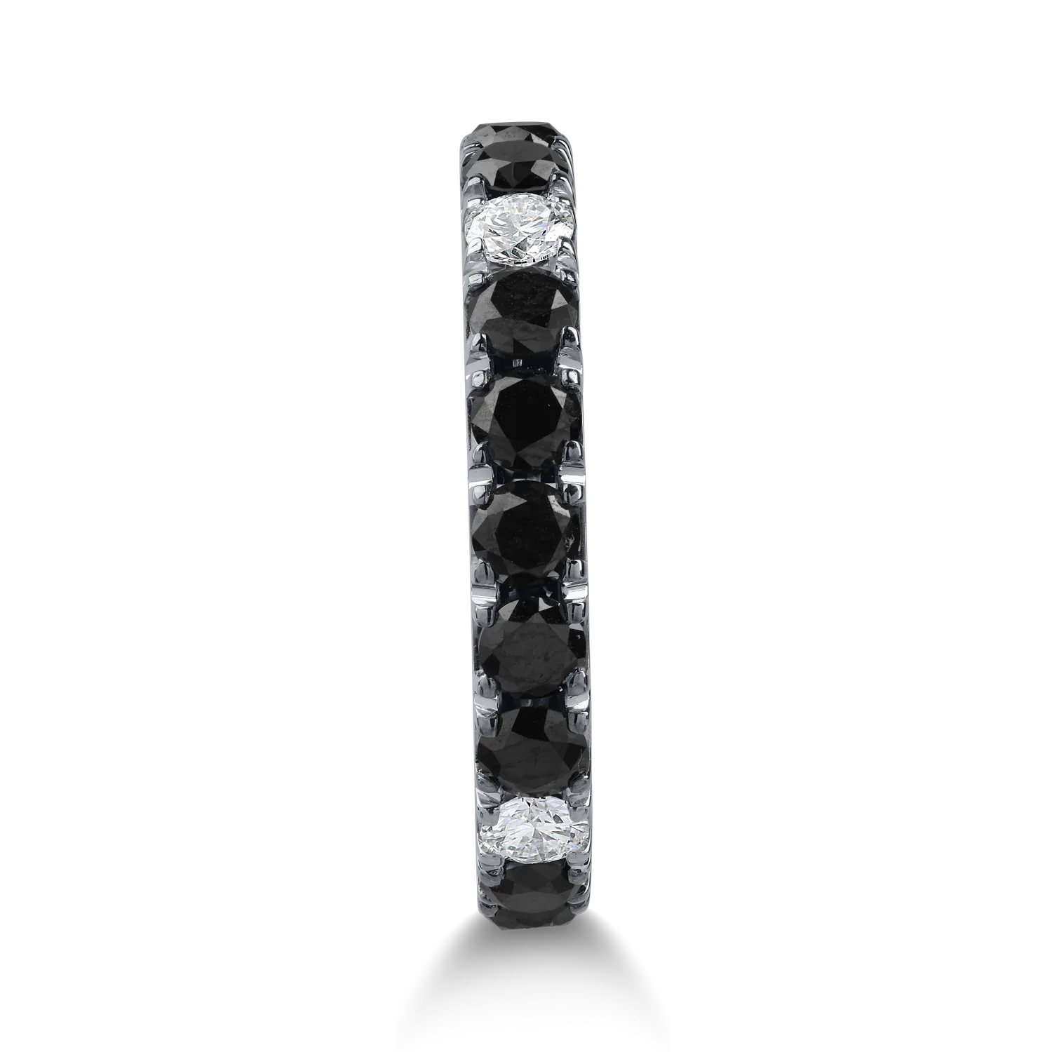 Inel eternity din aur alb cu diamante negre de 2ct si diamante incolore de 0.3ct