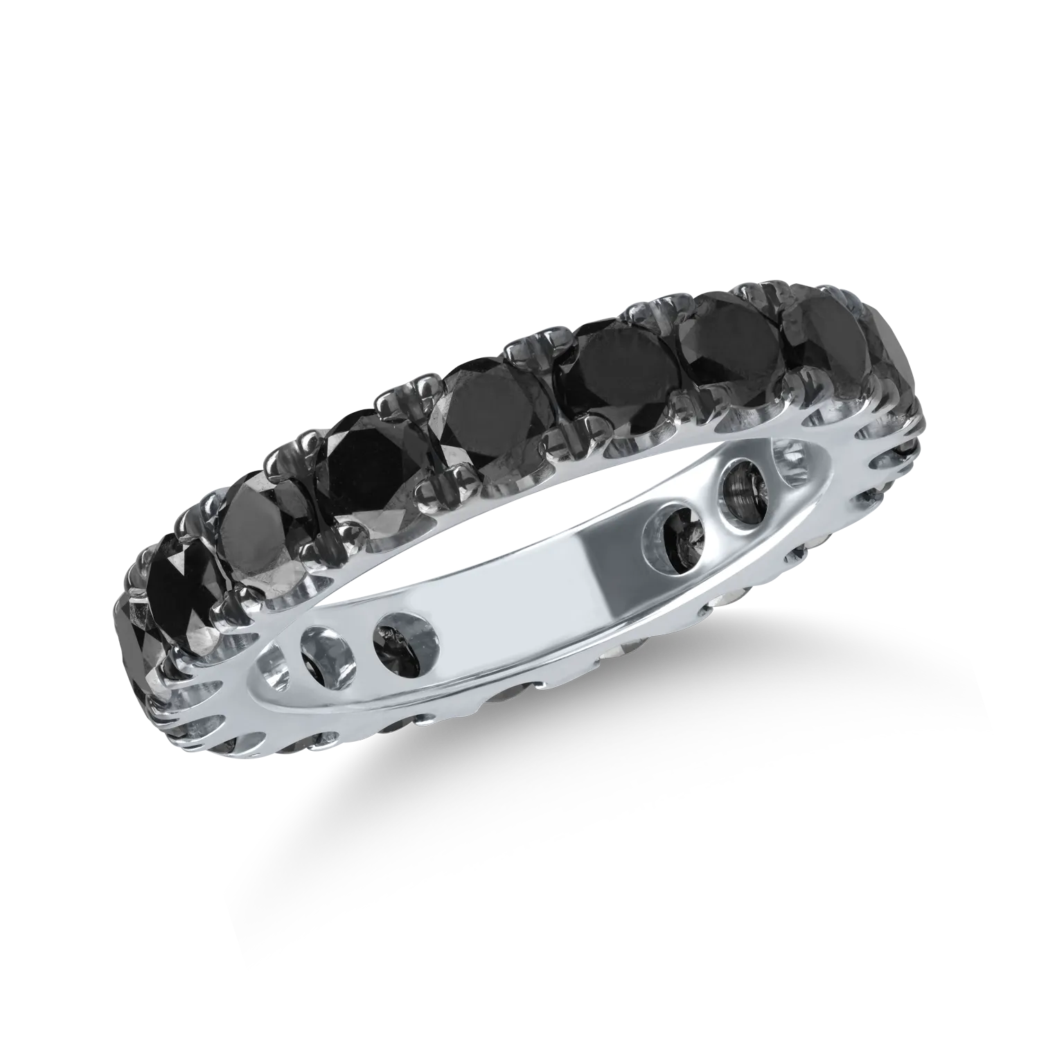 Eternity ring in white gold with 3.26ct black diamonds
