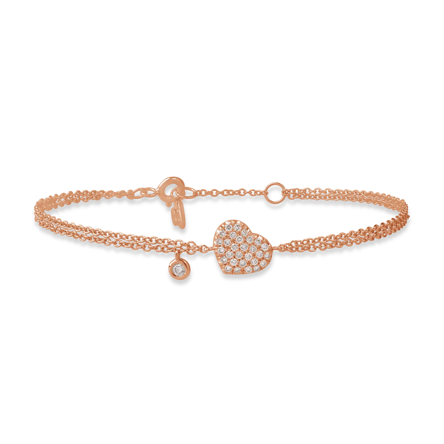 Rose gold heart bracelet with 0.22ct diamonds