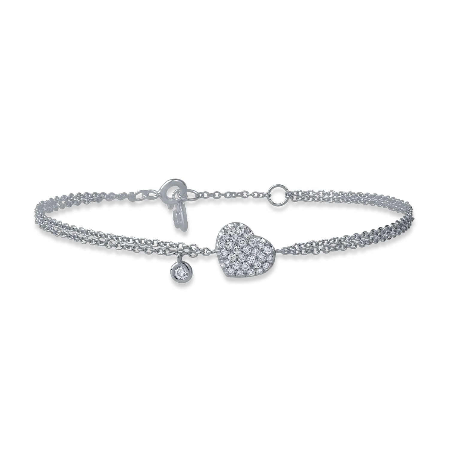 White gold heart bracelet with 0.22ct diamonds