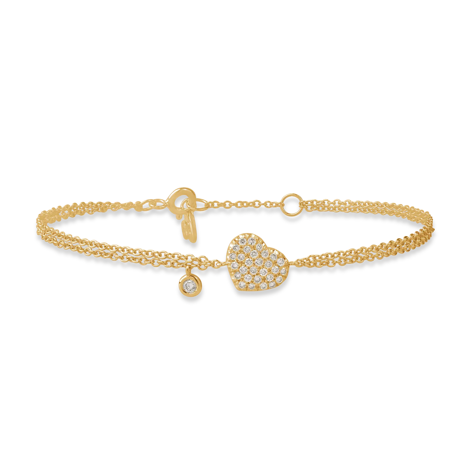 Yellow gold heart bracelet with 0.22ct diamonds