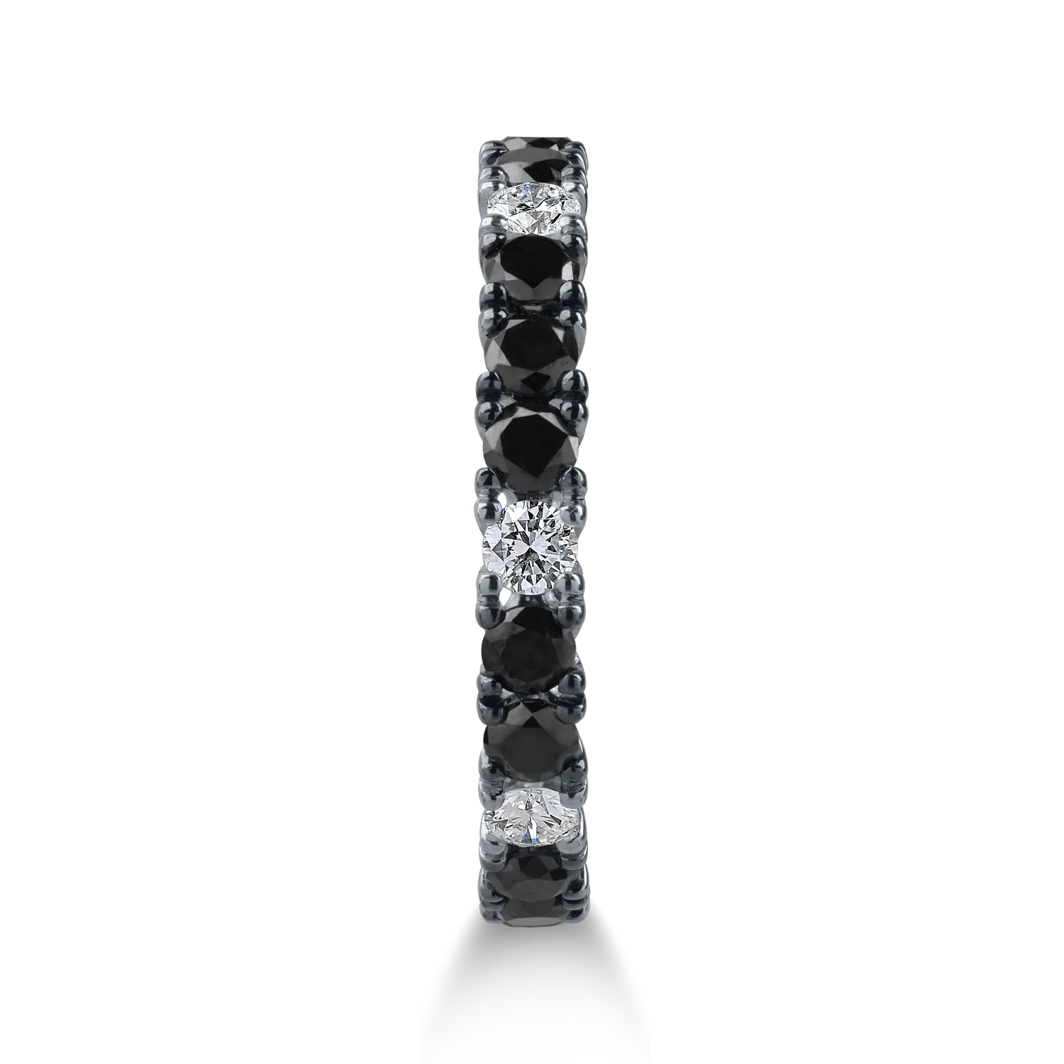 Eternity ring in white gold with 1.22ct black diamonds and 0.34ct clear diamonds