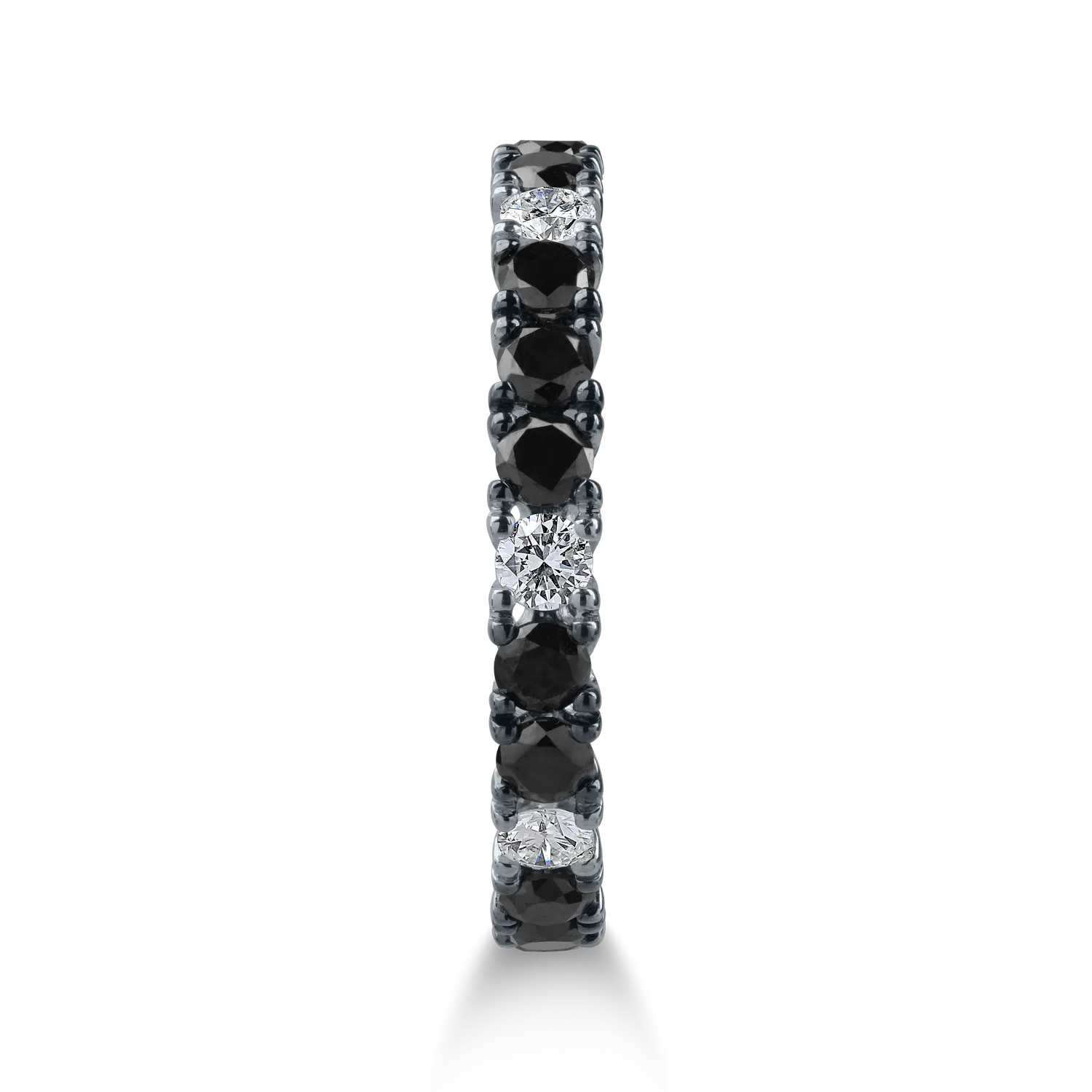 Inel eternity din aur alb cu diamante negre de 1.22ct si diamante incolore de 0.34ct