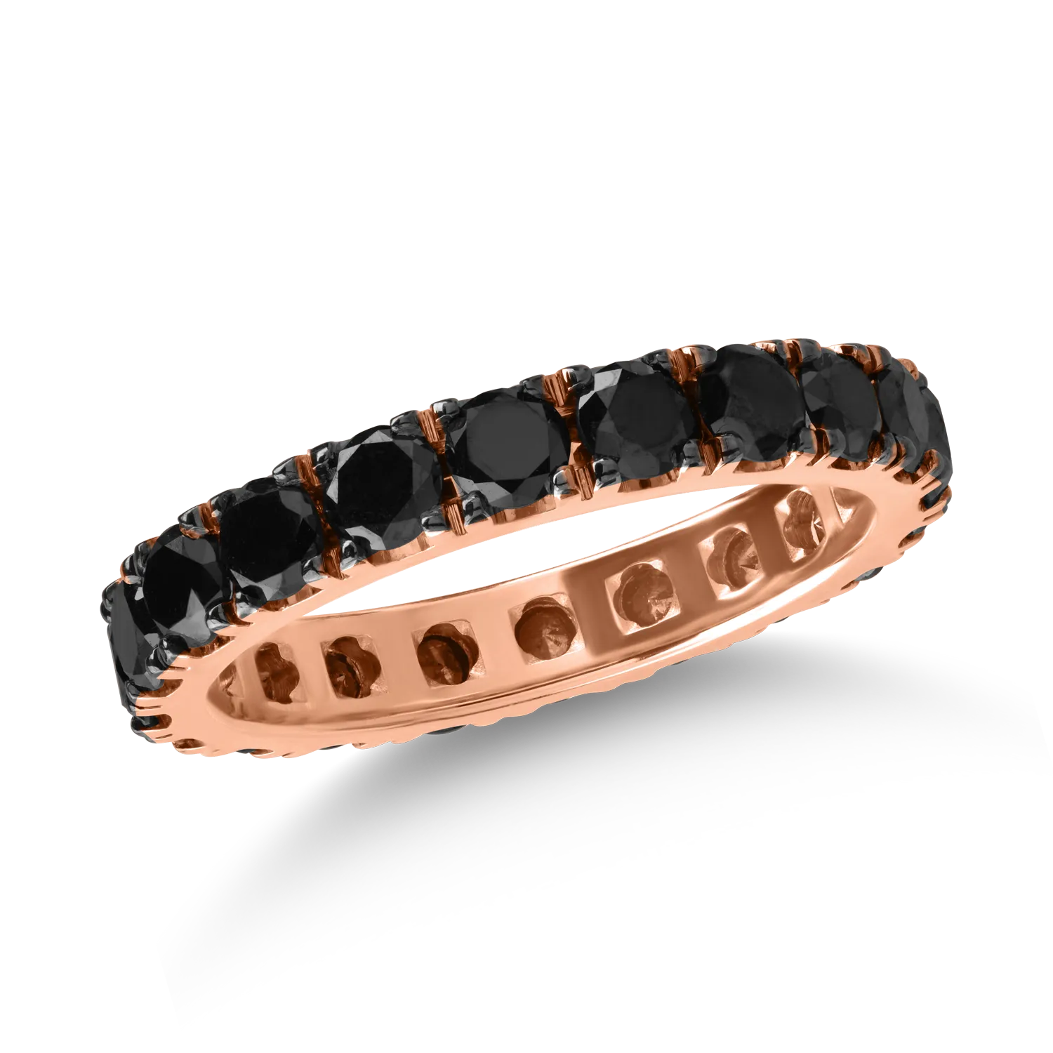 Eternity ring in rose gold with 2.39ct black diamonds