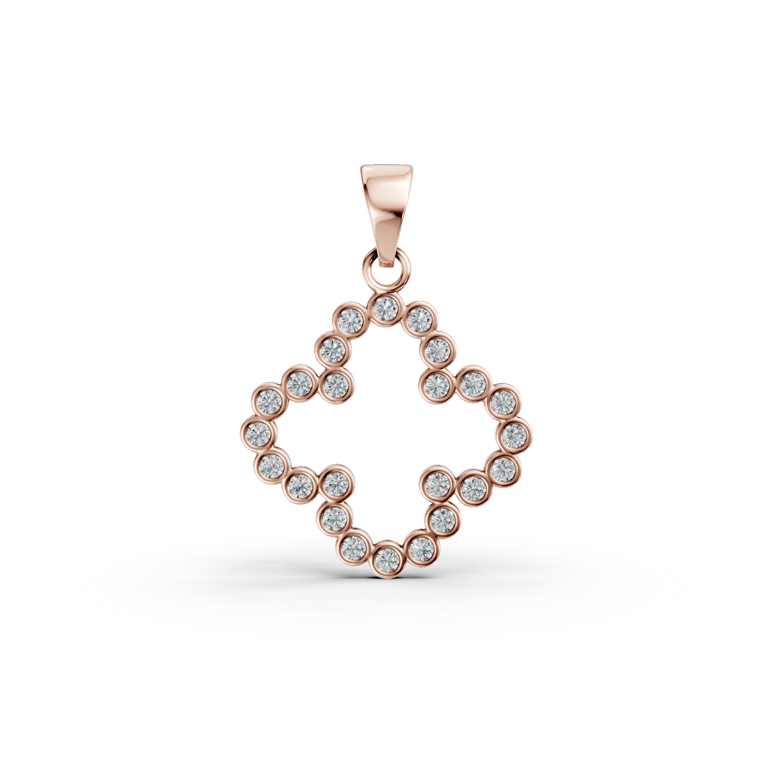 Pandantiv floare din aur roz cu zirconii