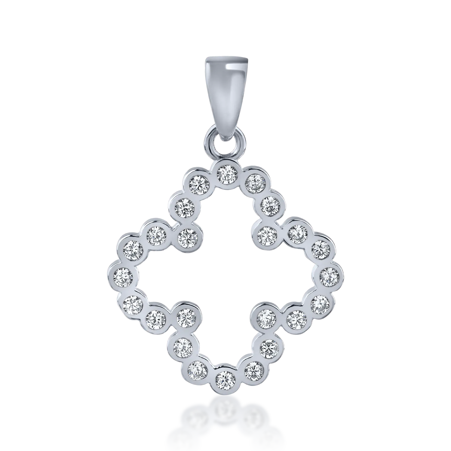 White gold flower pendant with zirconia