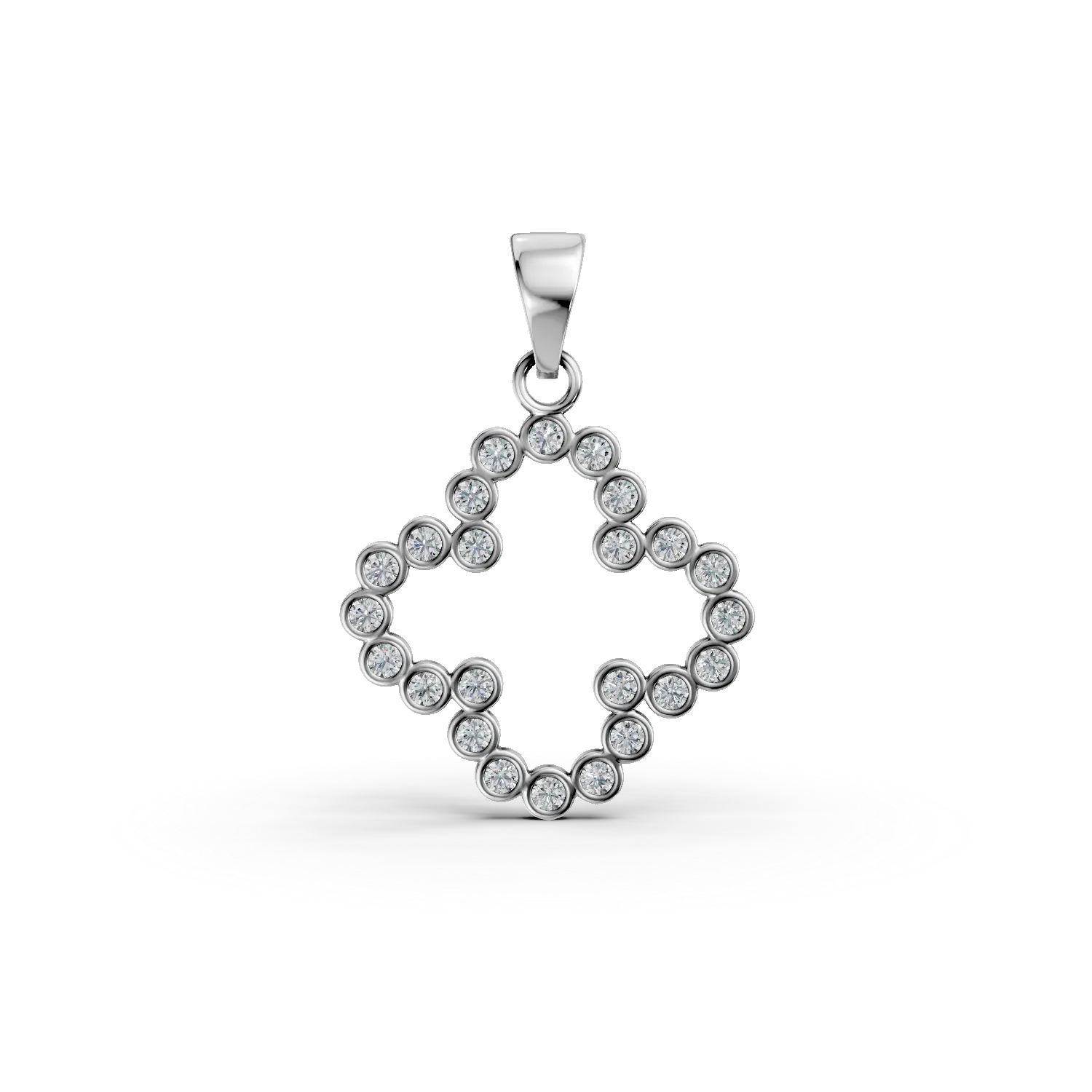 Pandantiv floare din aur alb cu zirconii