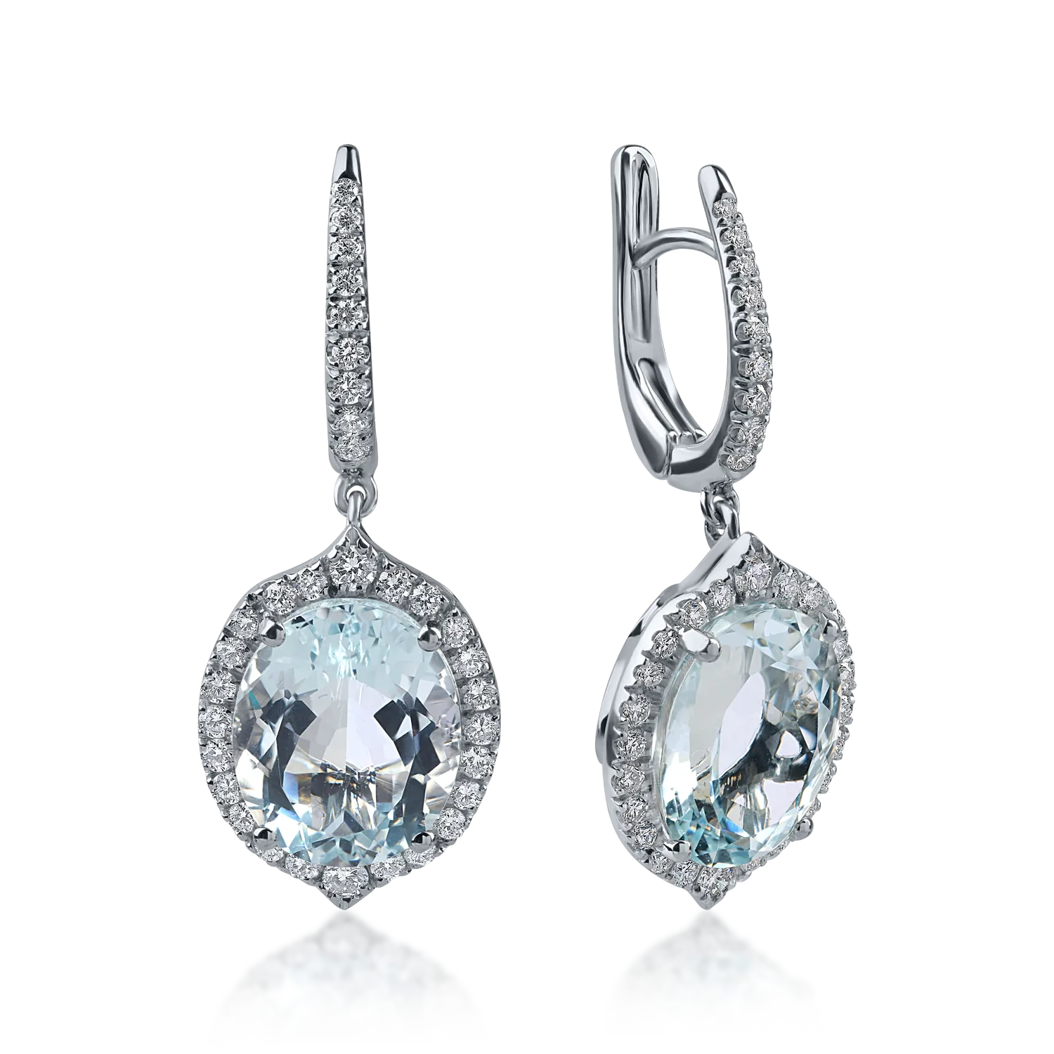 White gold earrings with 6.94ct aquamarines and 0.66ct diamonds