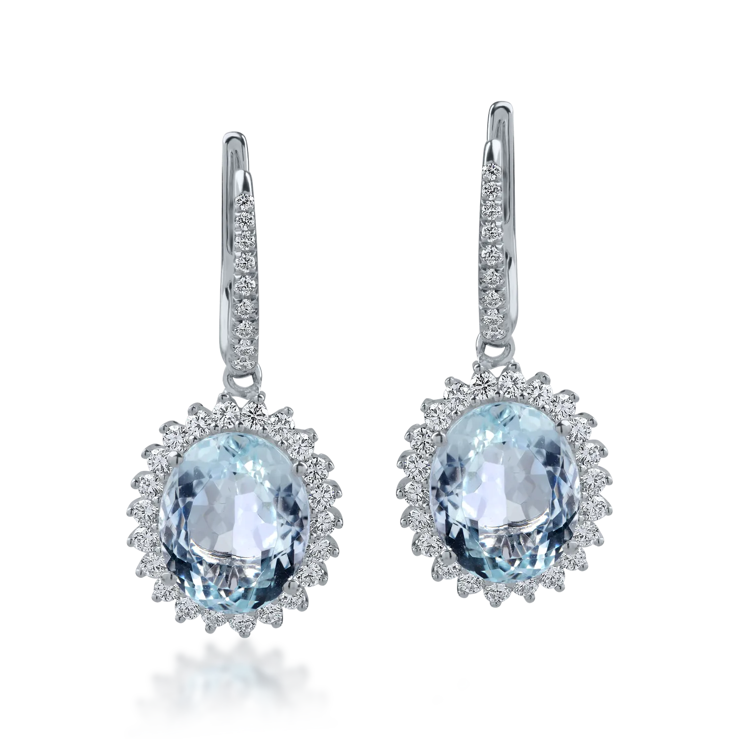 White gold earrings with 7.62ct aquamarines and 0.94ct diamonds