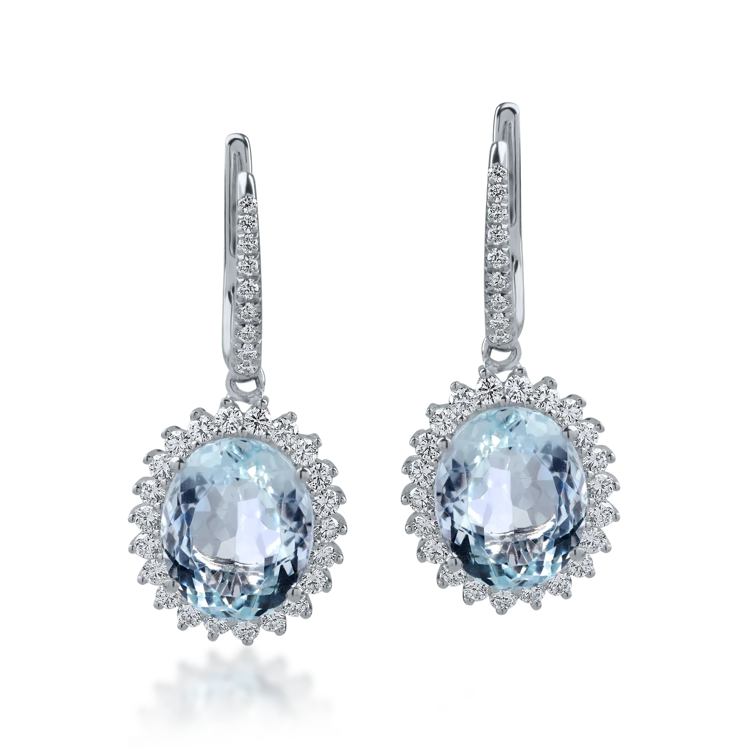 Cercei din aur alb cu acvamarine de 7.62ct si diamante de 0.94ct - 1 | YEO