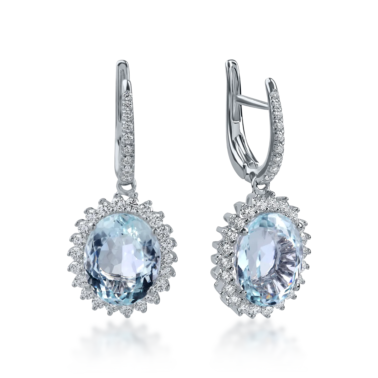 White gold earrings with 7.62ct aquamarines and 0.94ct diamonds