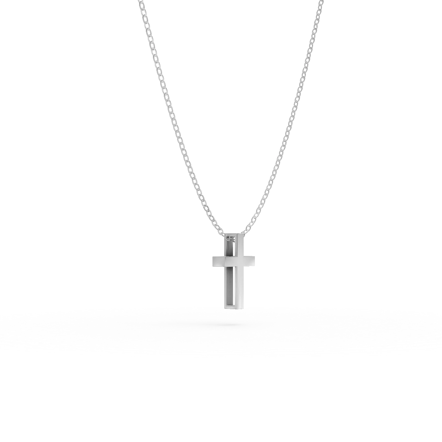 White gold cross pendant necklace