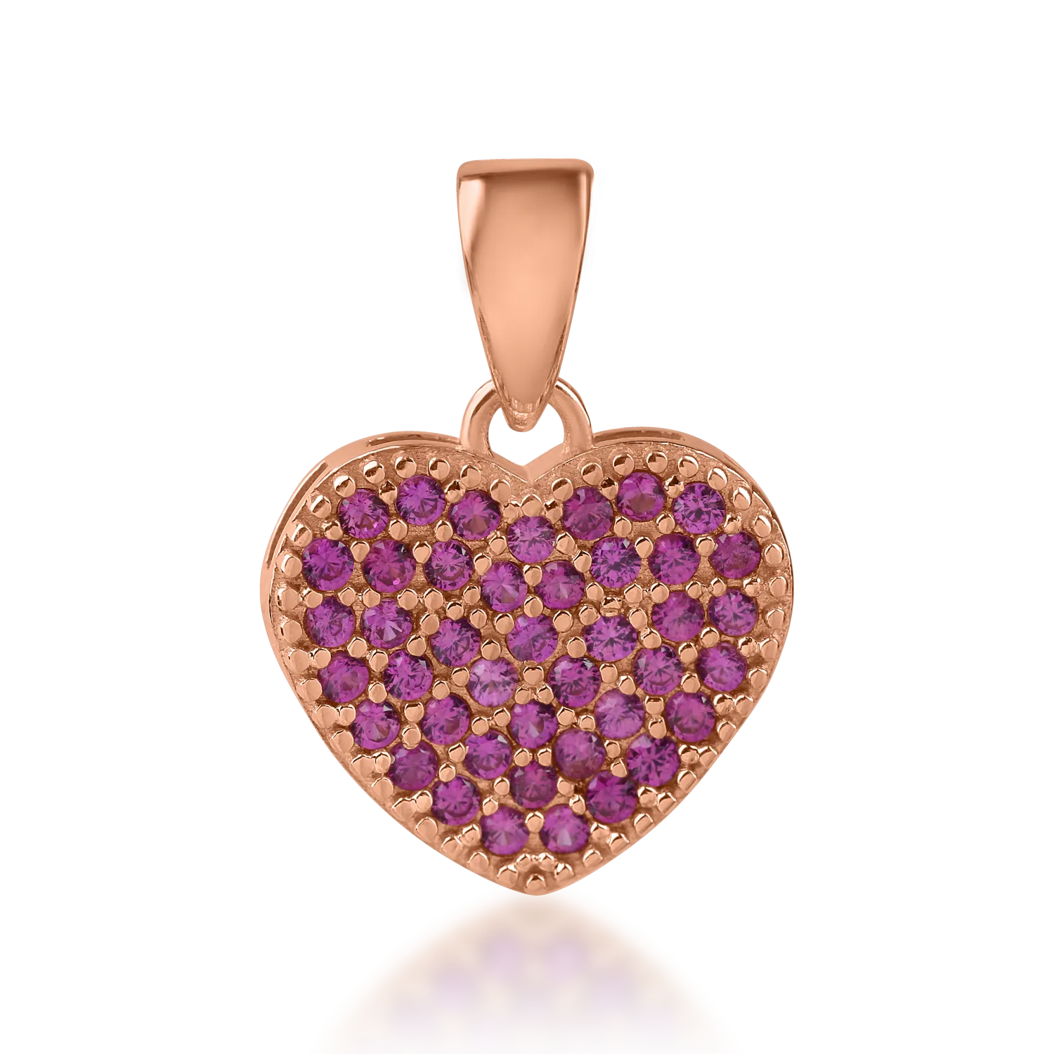 Rose gold heart pendant with pink zirconia