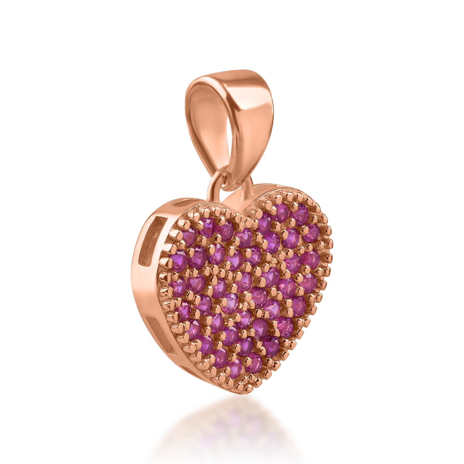 Rose gold heart pendant with pink zirconia