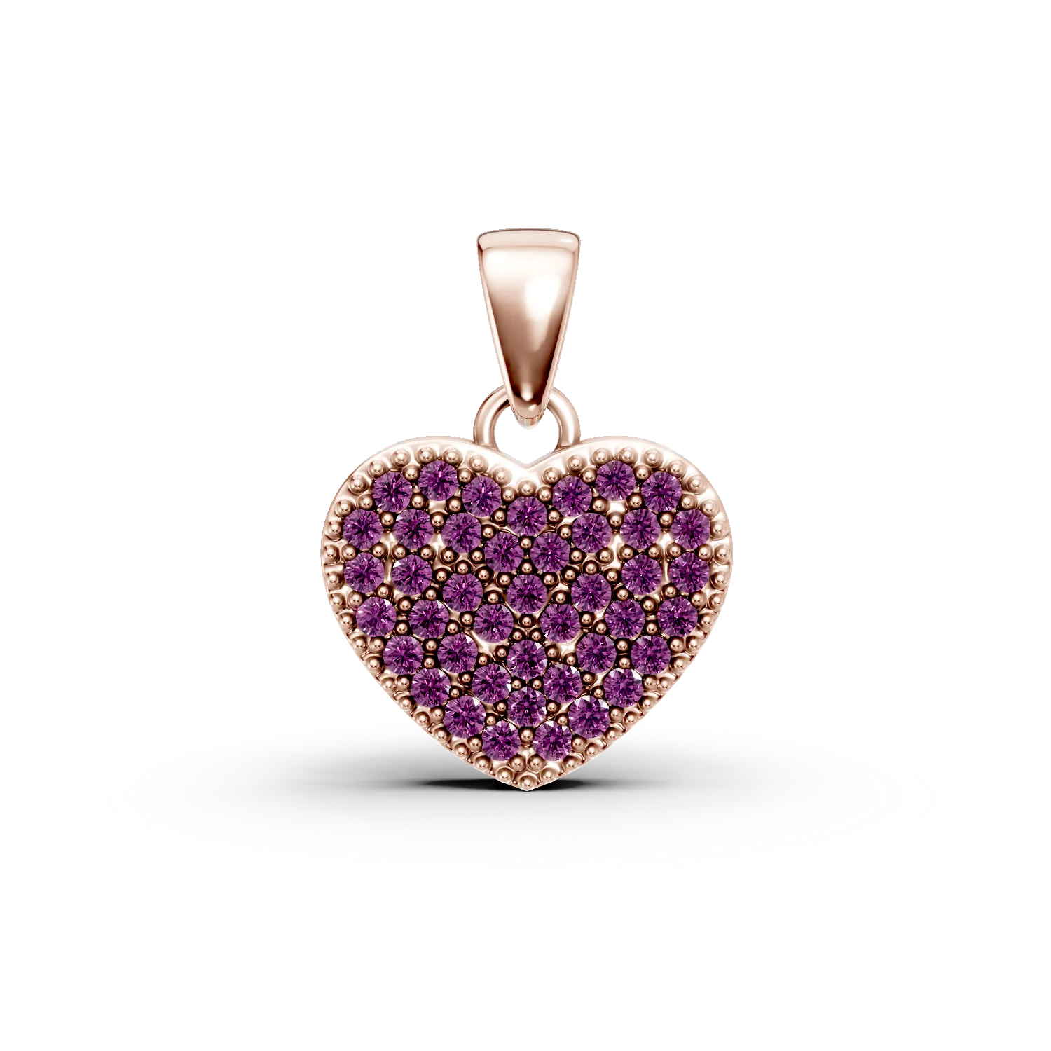 Pandantiv inima din aur roz cu zirconii roz