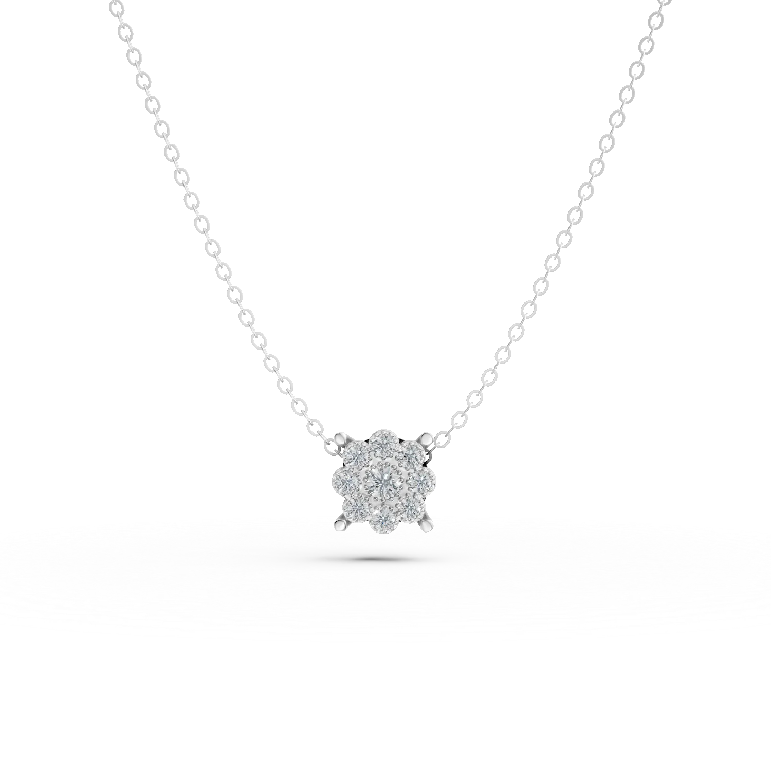 White gold minimalist pendant necklace with zirconia