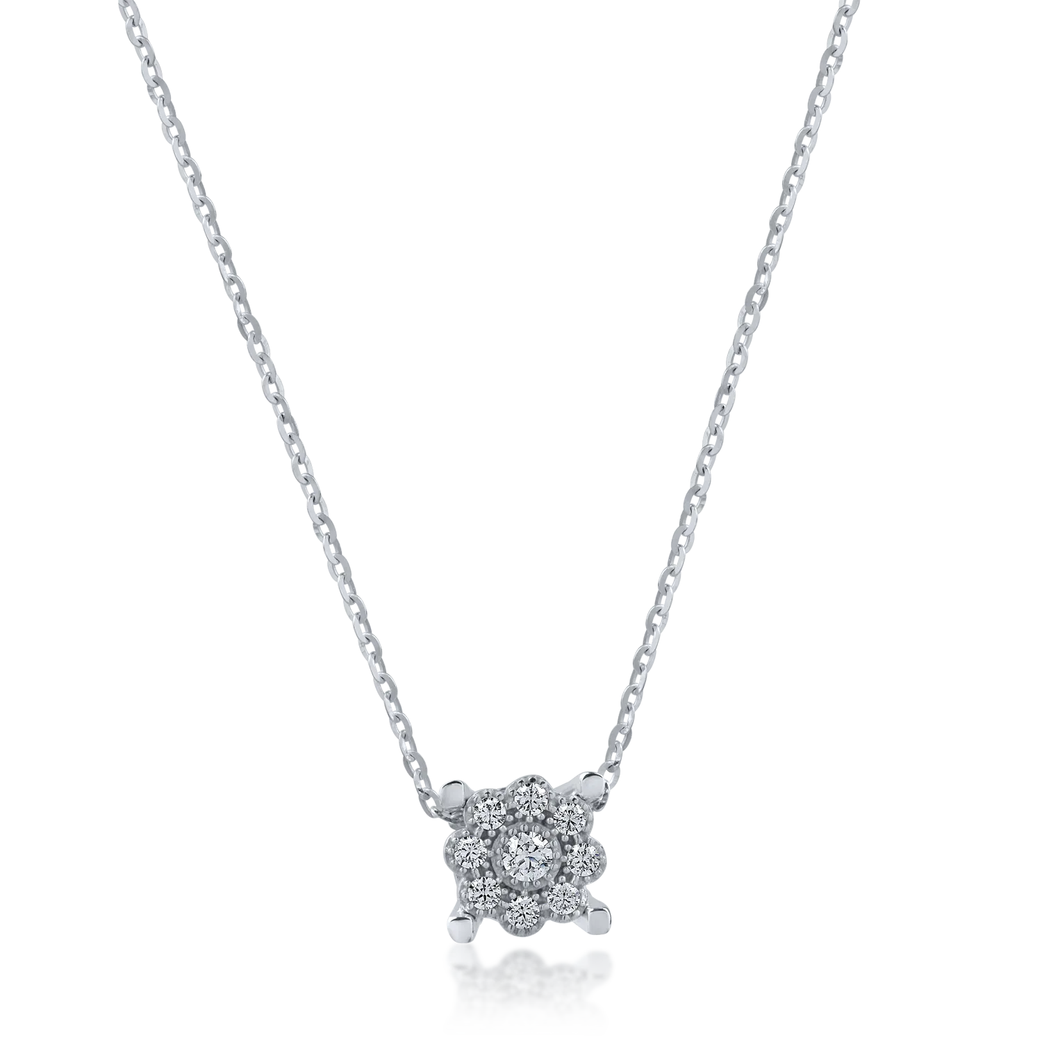 White gold minimalist pendant necklace with zirconia