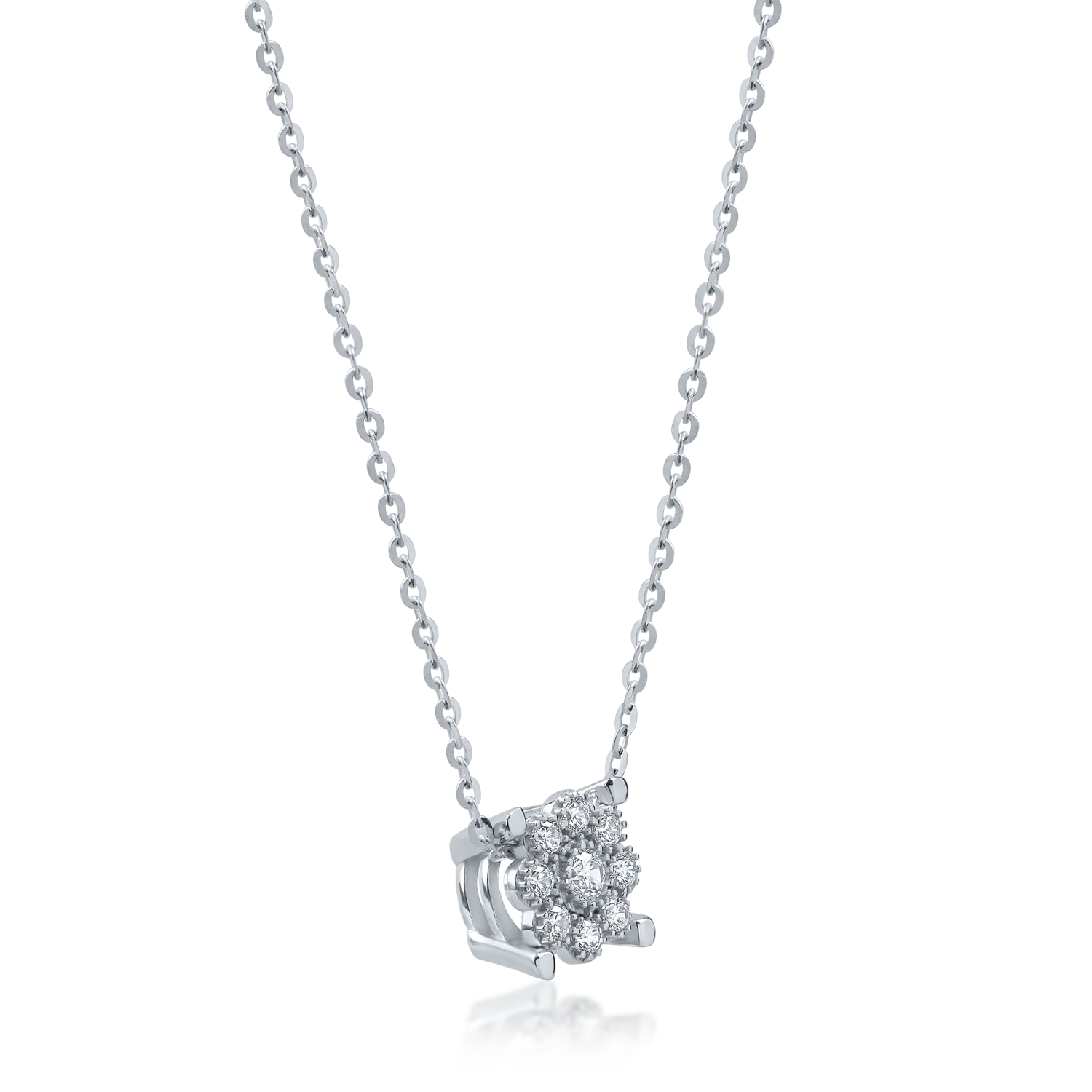 White gold minimalist pendant necklace with zirconia