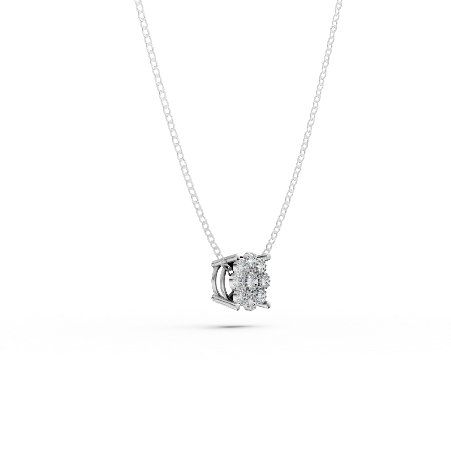 White gold minimalist pendant necklace with zirconia