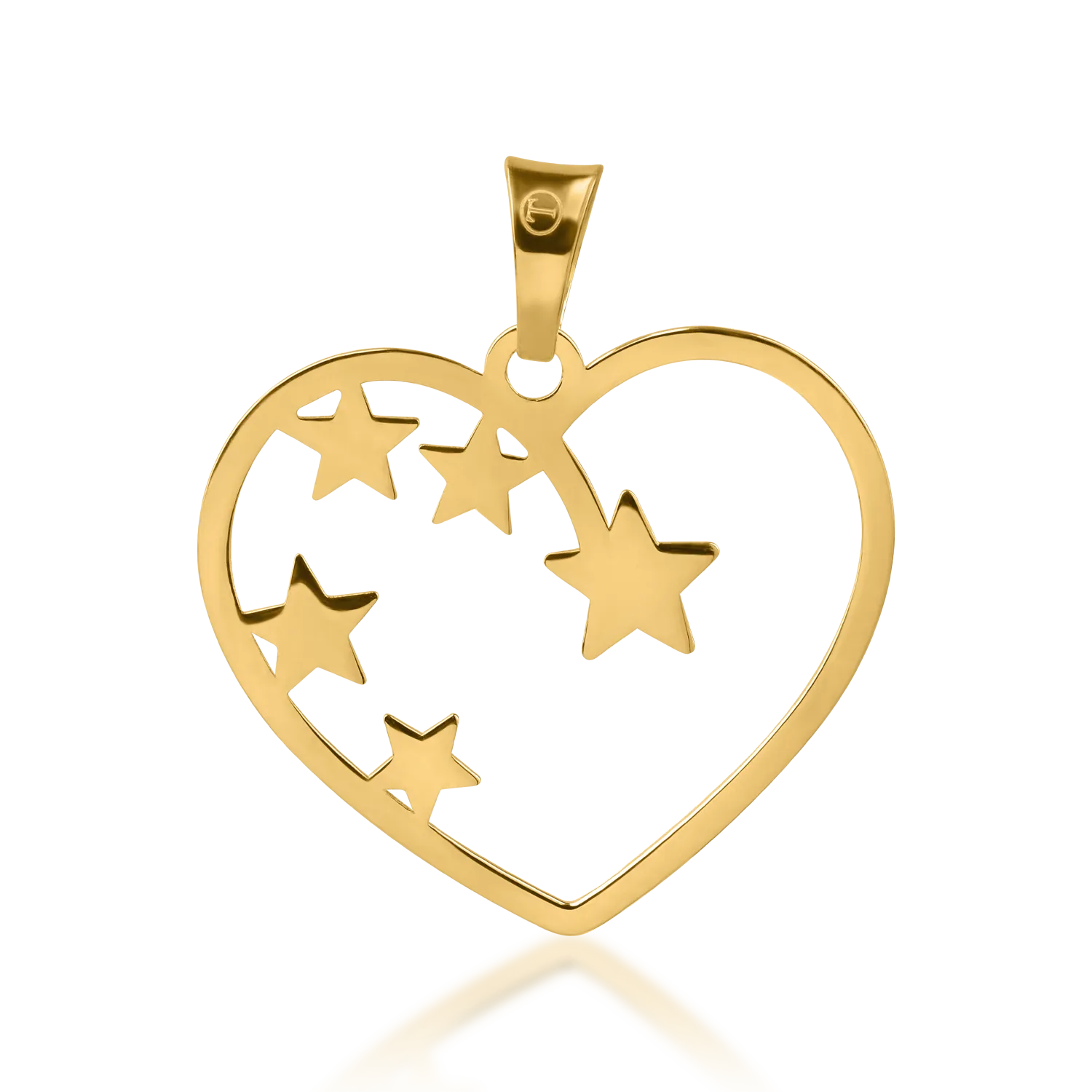 Yellow gold heart and stars pendant