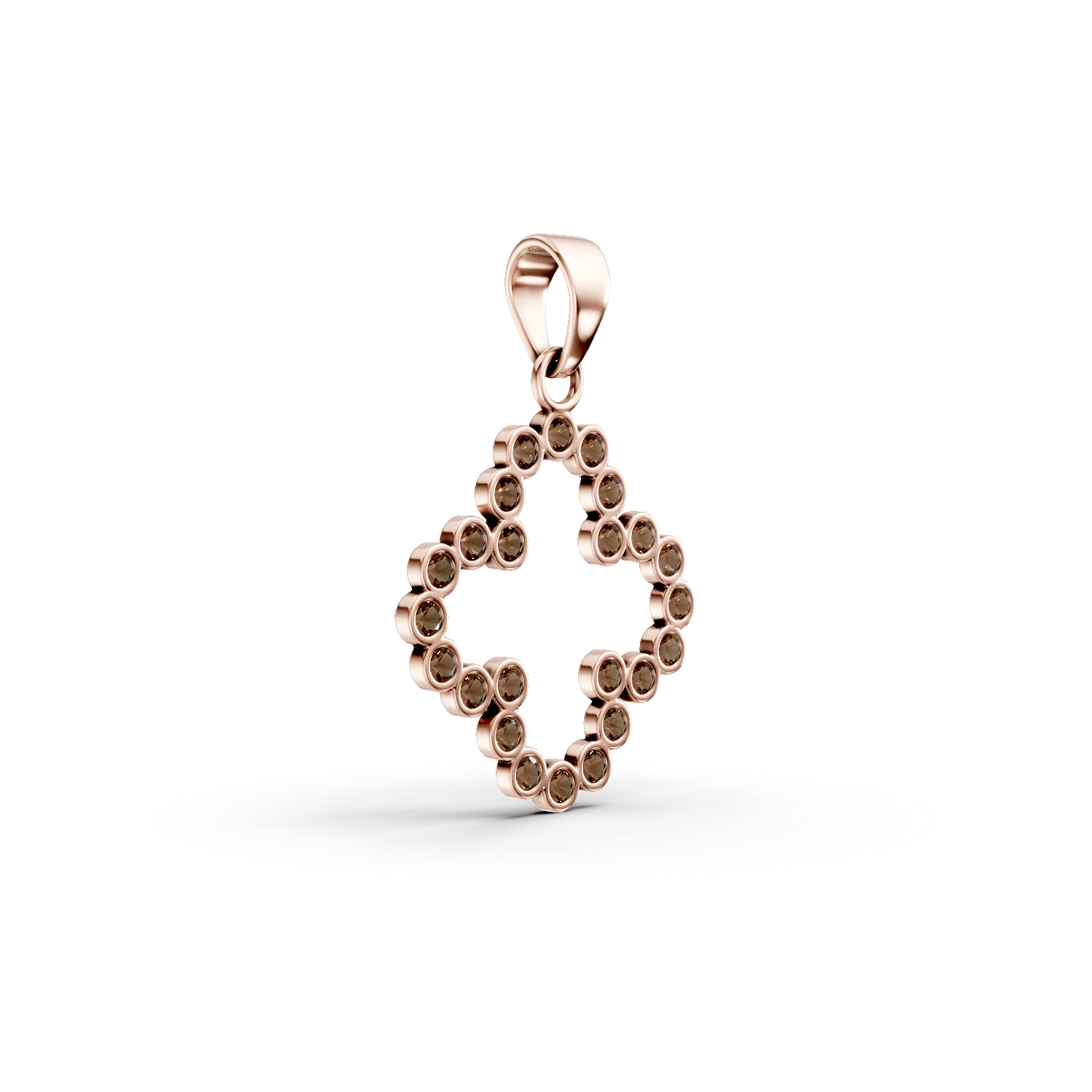 Rose gold flower pendant with brown zirconia