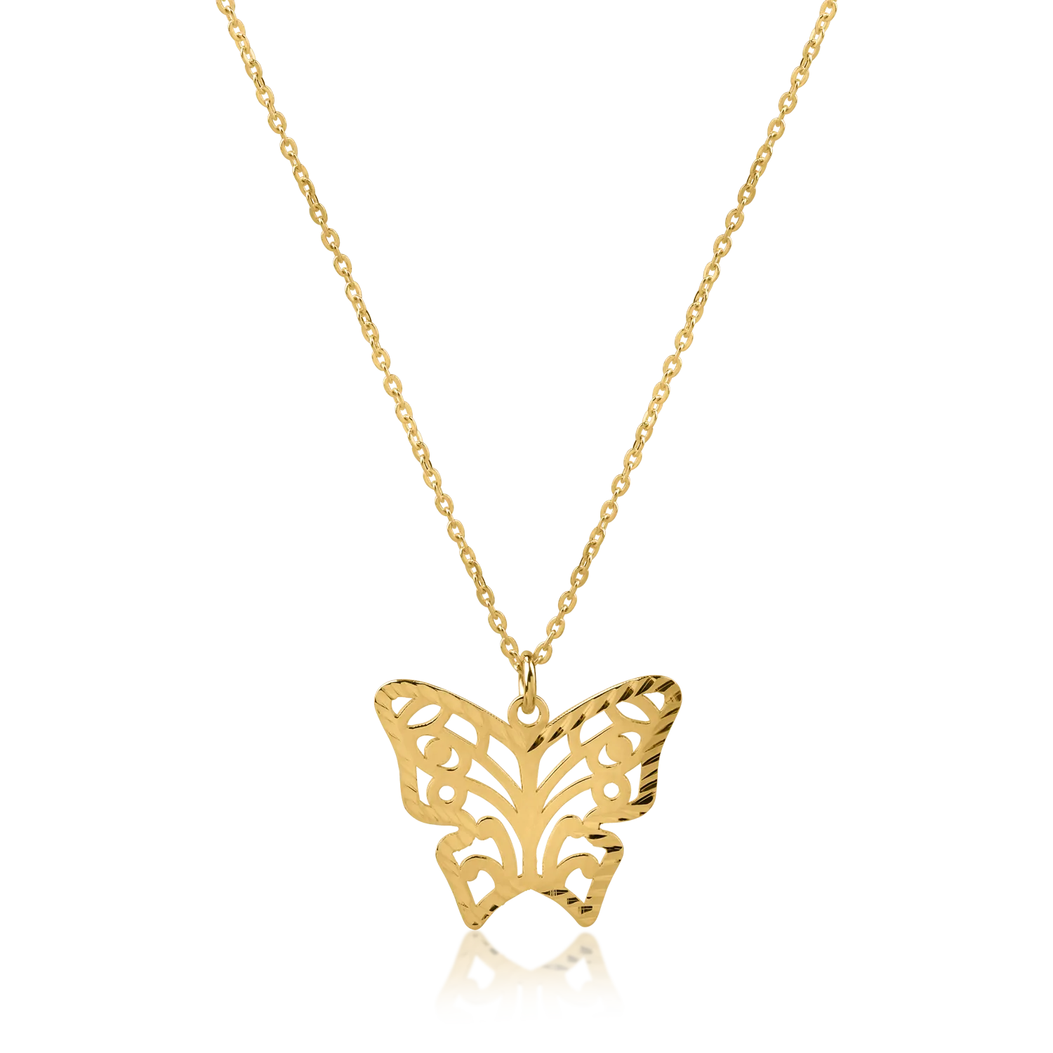 Yellow gold butterfly pendant necklace