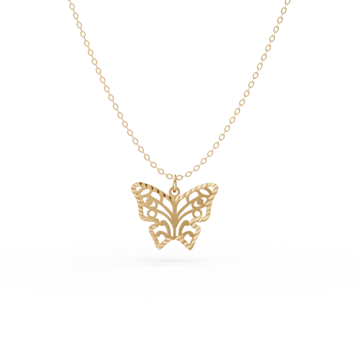 Yellow gold butterfly pendant necklace