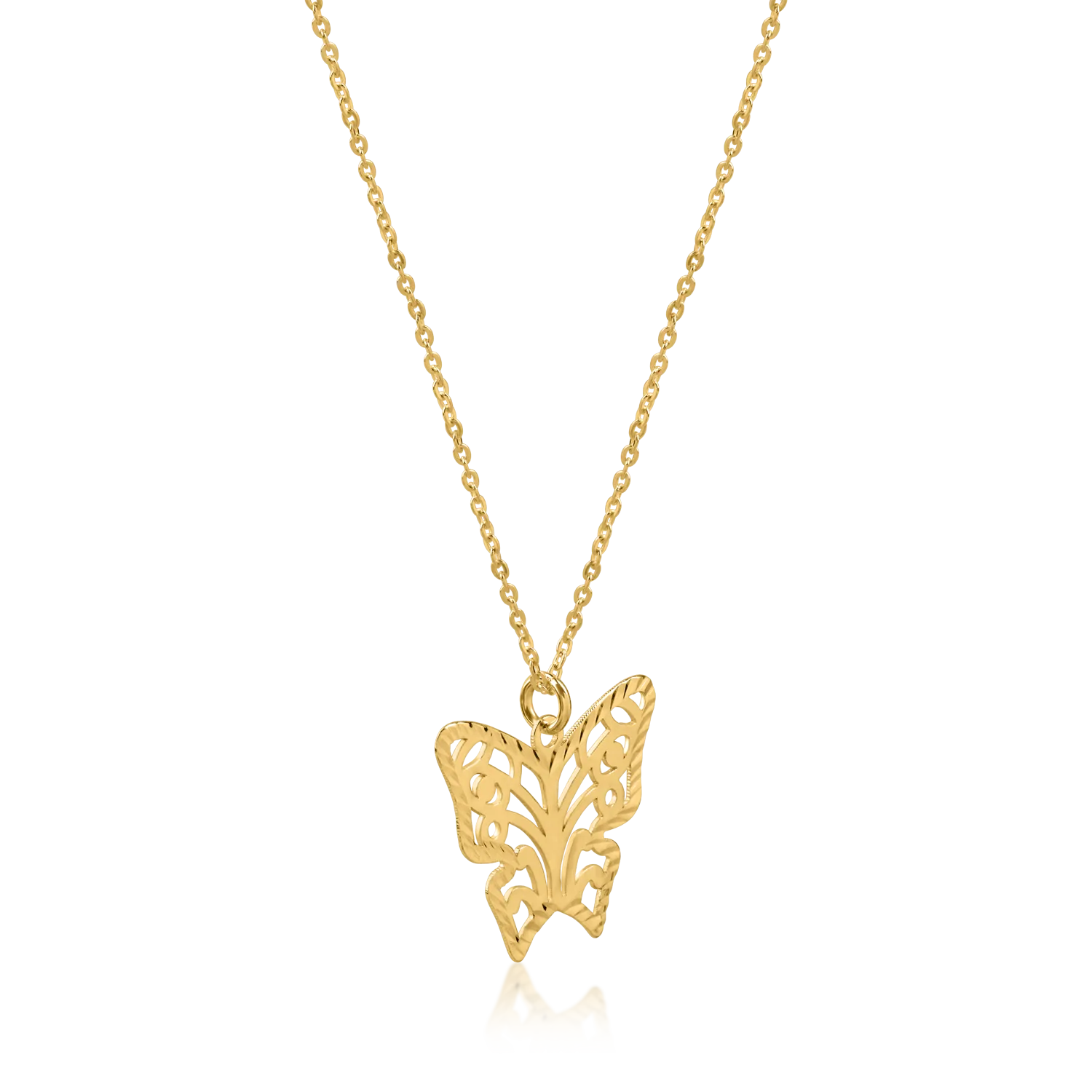 Yellow gold butterfly pendant necklace