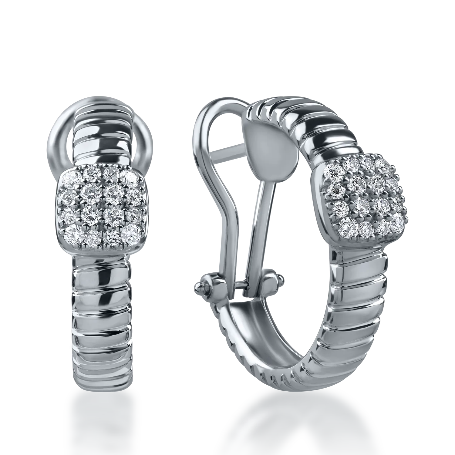White gold on-ear earrings with 0.32ct diamonds