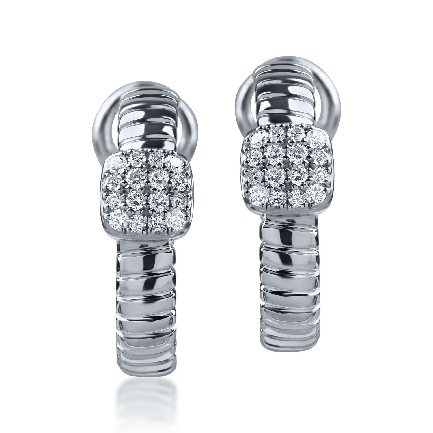 Cercei on-ear din aur alb cu diamante de 0.32ct-172150