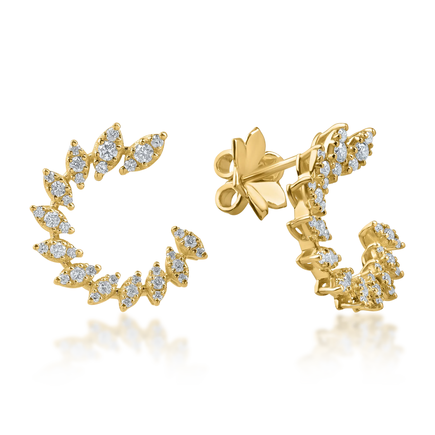 Yellow gold stud earrings with 0.84ct diamonds
