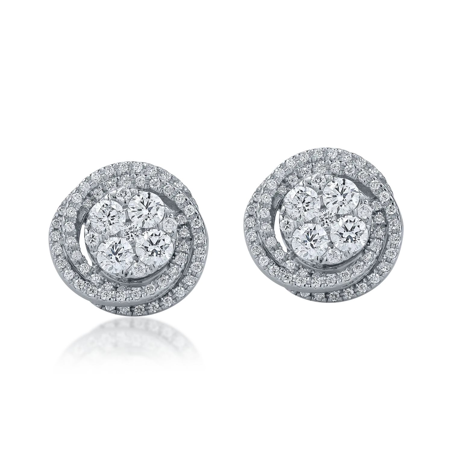 White gold round earrings with 1.16ct diamonds