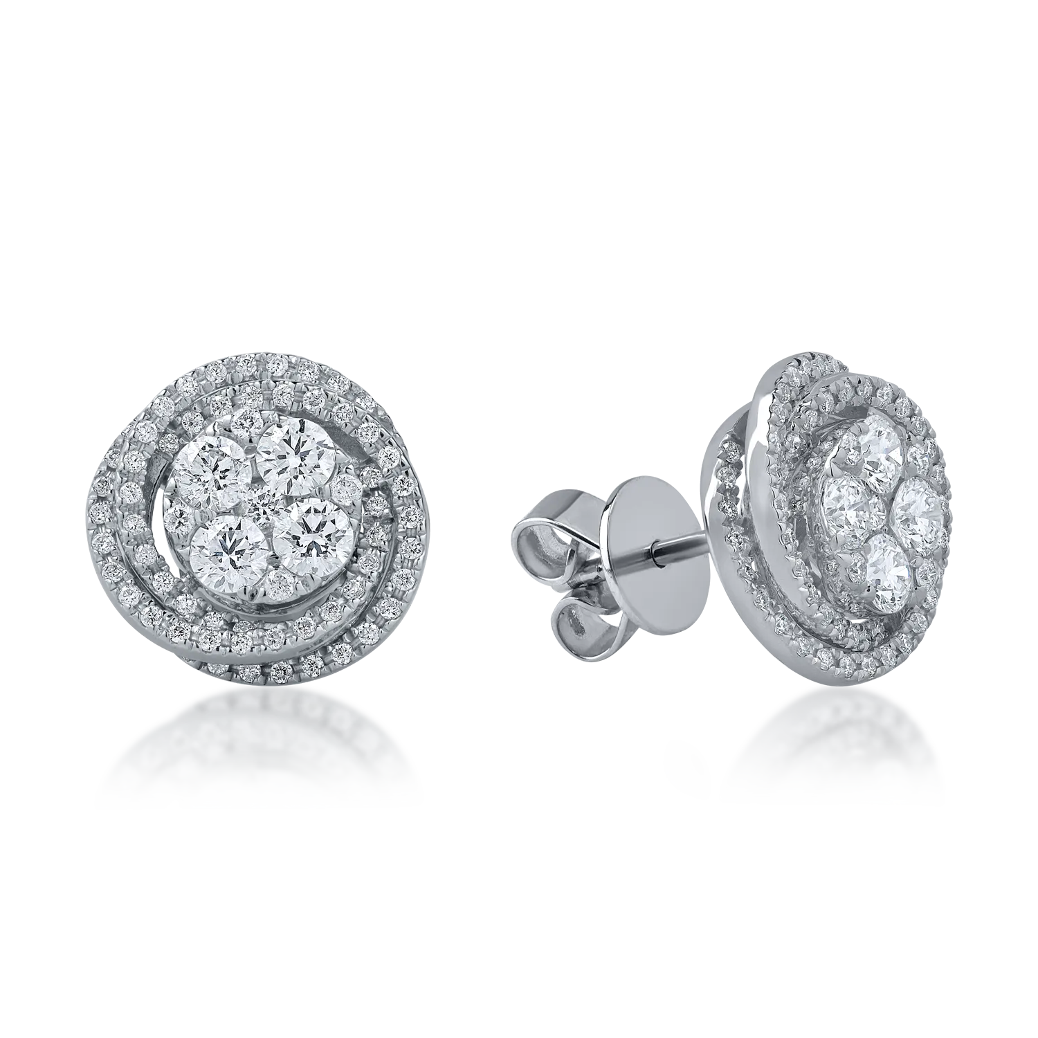 White gold round earrings with 1.16ct diamonds