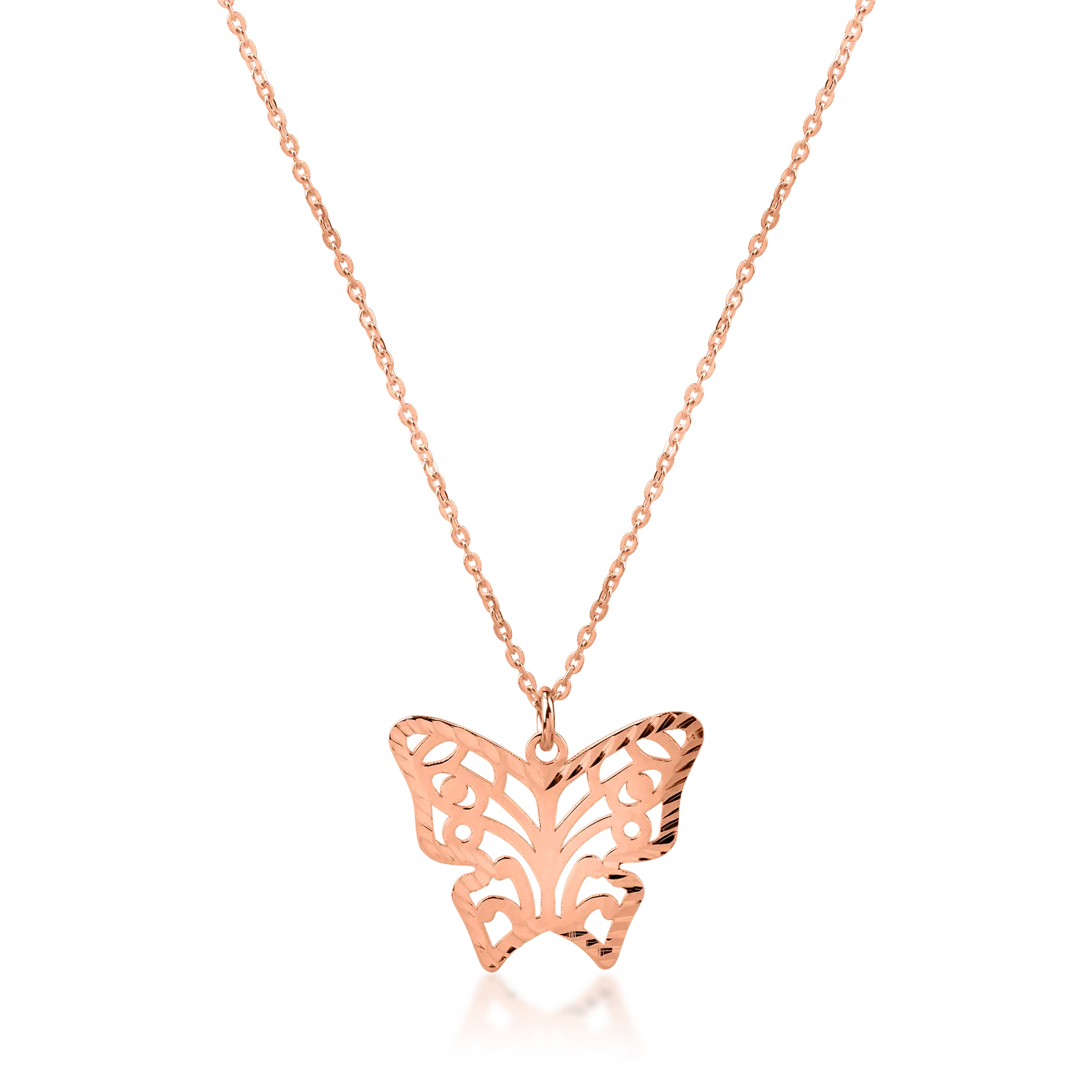Rose gold butterfly pendant necklace