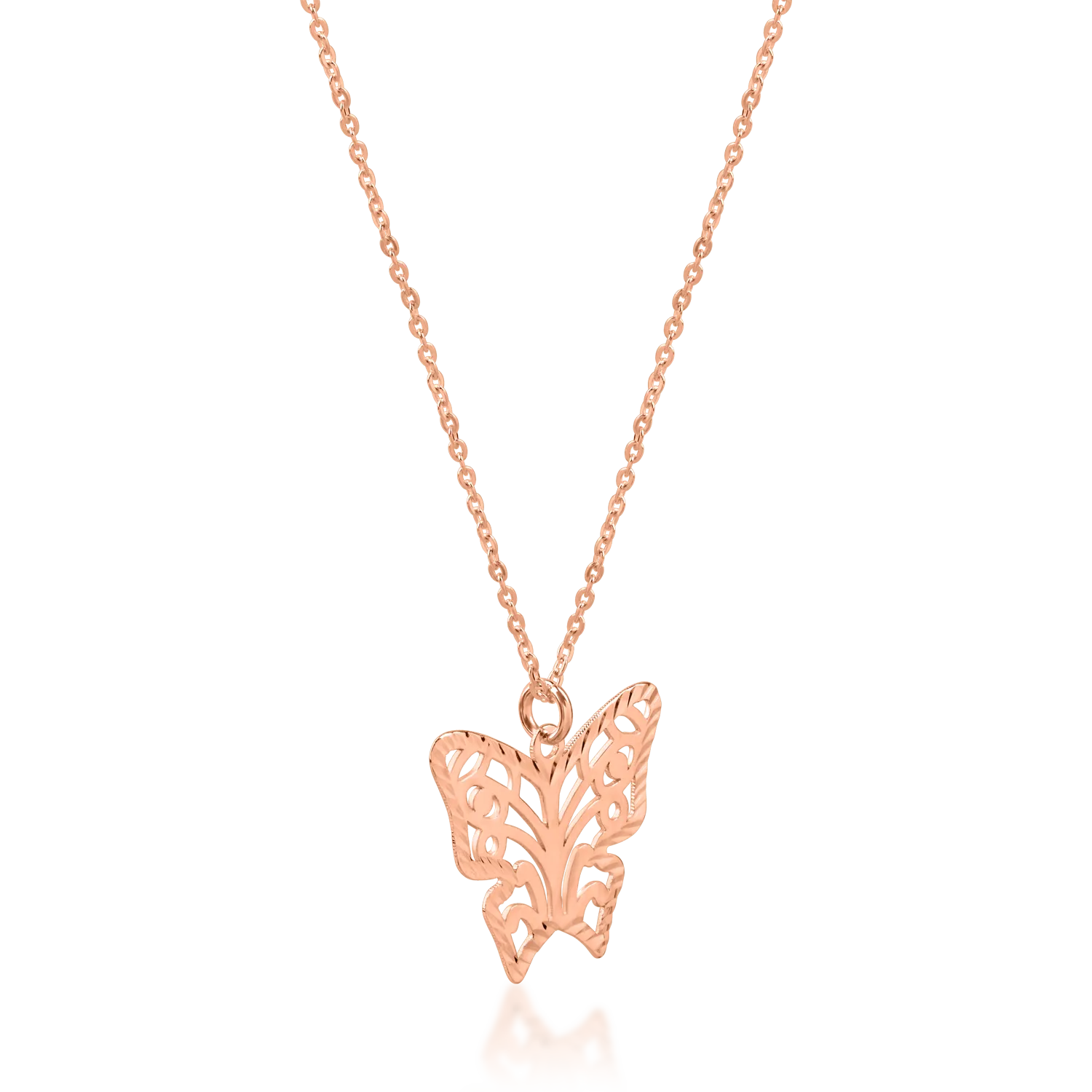 Naszyjnik z wisiorkiem w kształcie motyla w kolorze różowego złota