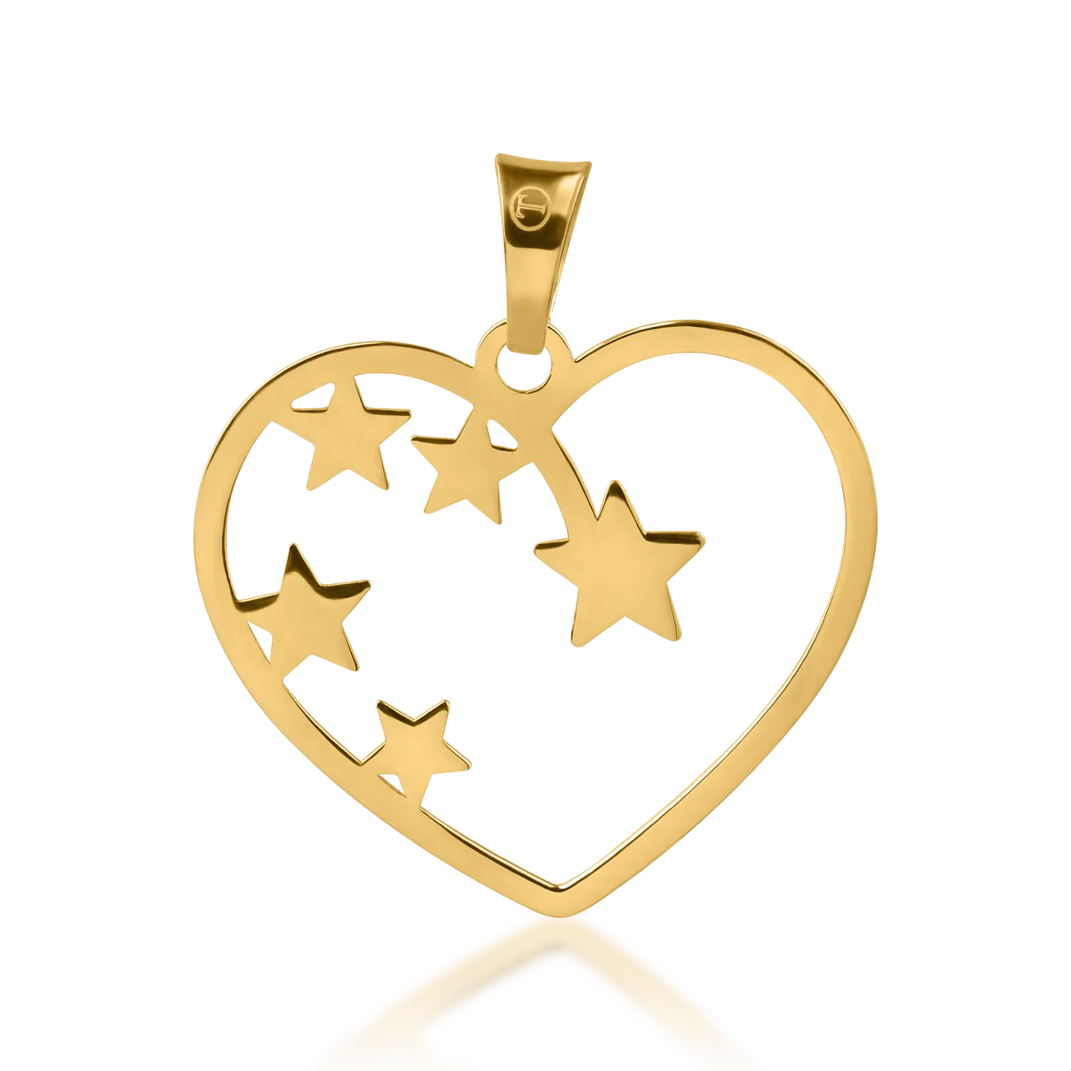 White-yellow gold heart and star pendant