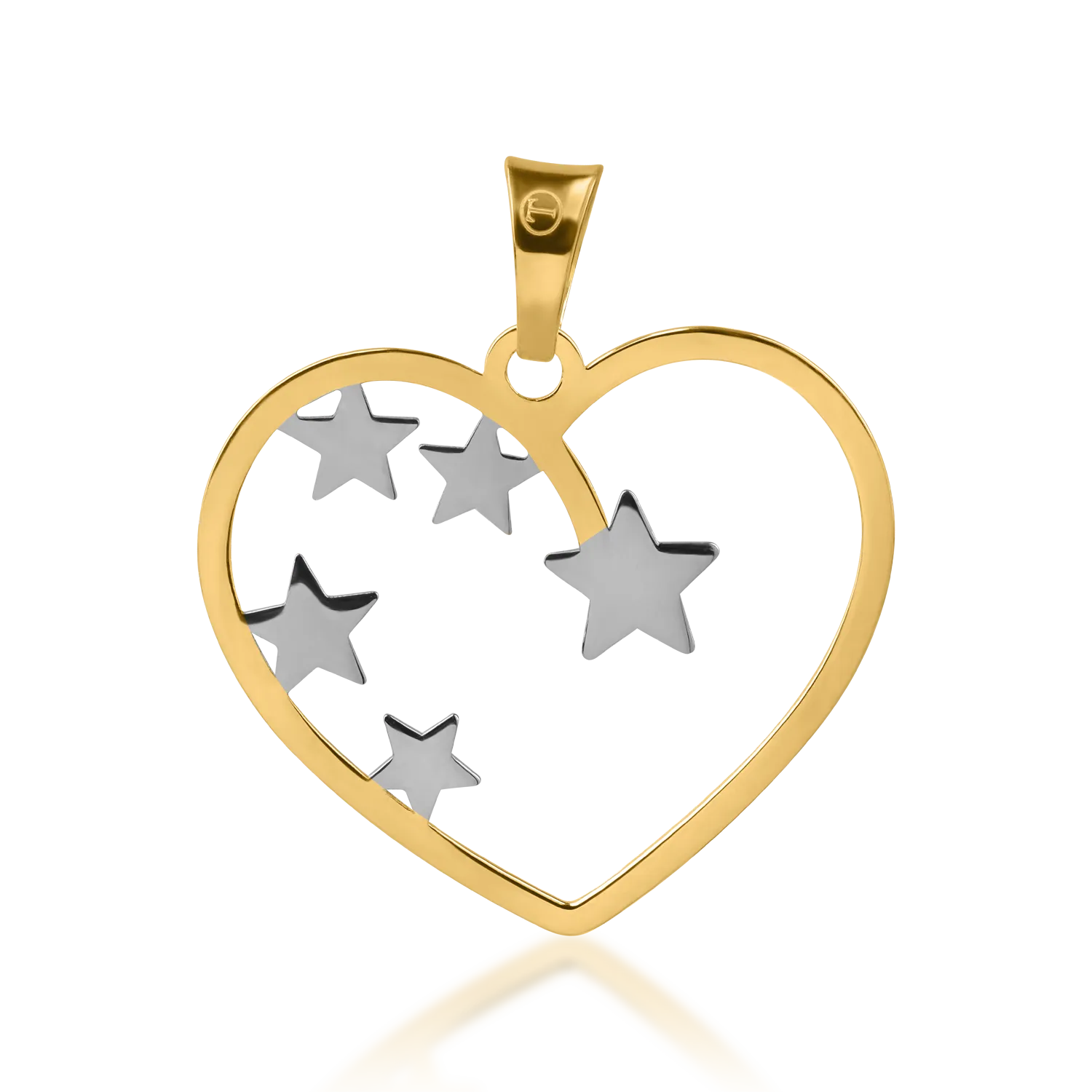 Zawieszka w kształcie serca i gwiazdy z biało-żółtego złota