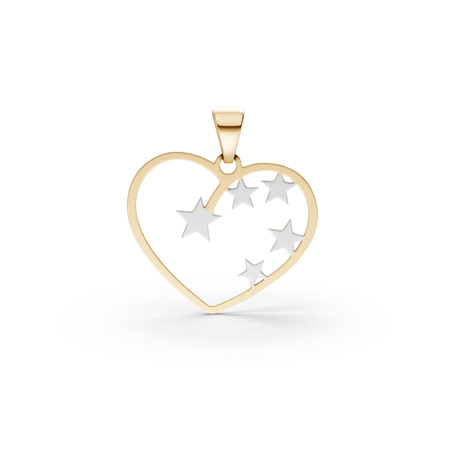 Zawieszka w kształcie serca i gwiazdy z biało-żółtego złota