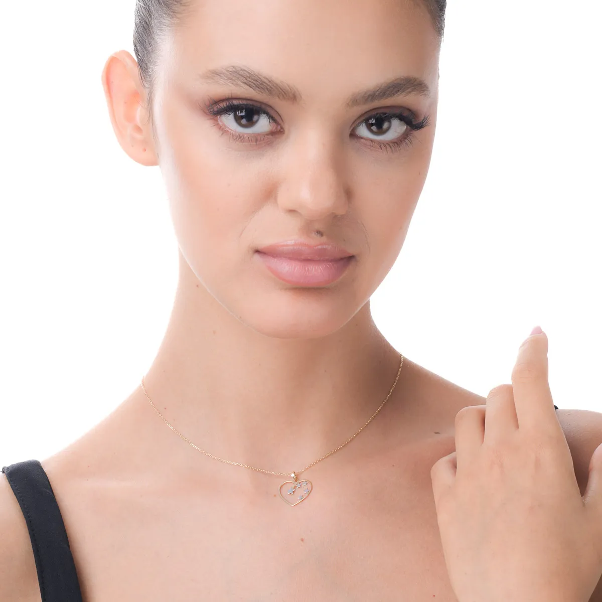 Zawieszka w kształcie serca i gwiazdy z biało-żółtego złota