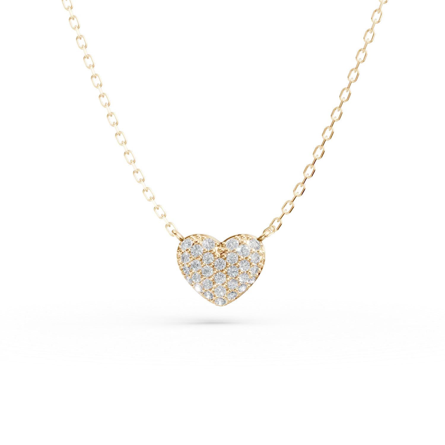 Yellow gold heart pendant necklace with zirconia