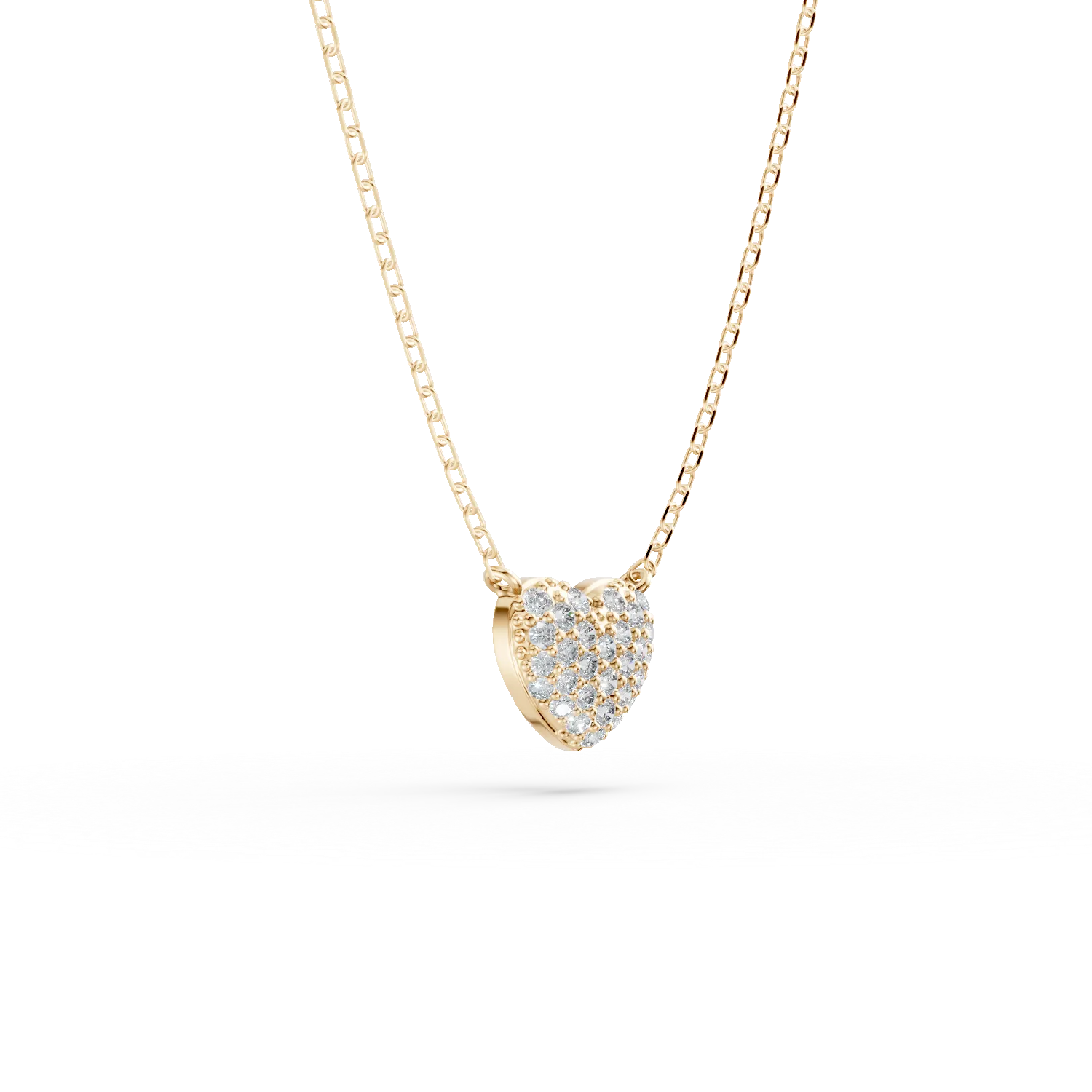 Yellow gold heart pendant necklace with zirconia