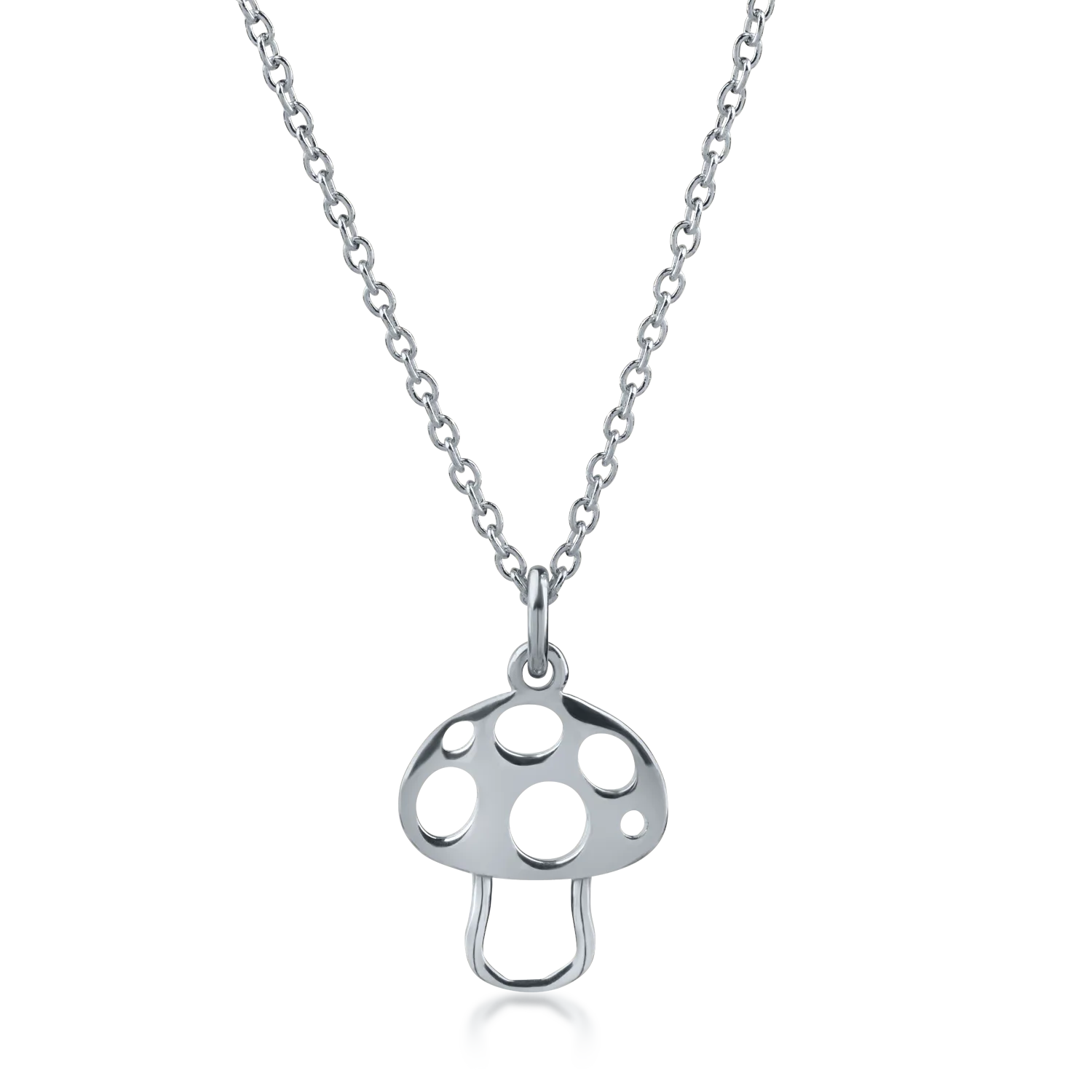 White gold children's mushroom pendant necklace