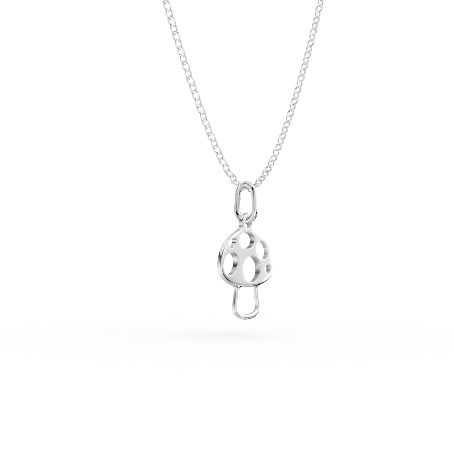 Lant cu pandantiv ciupercuta din aur alb pentru copii