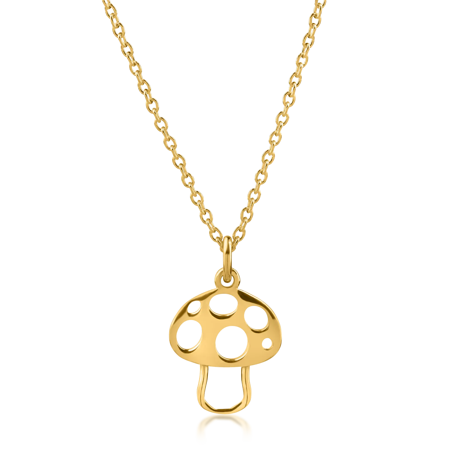 Yellow gold children's mushroom pendant necklace