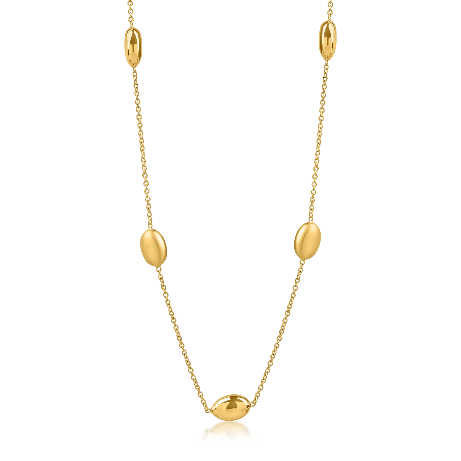 Yellow gold necklace with beads