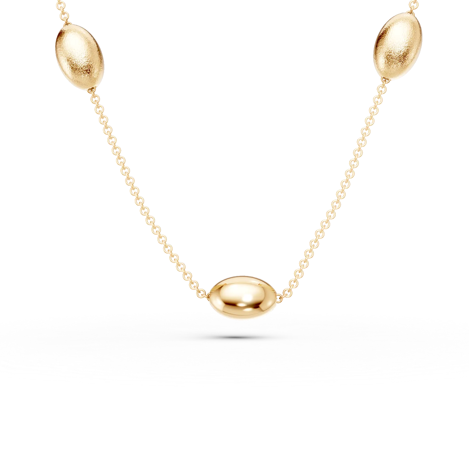Yellow gold necklace with beads
