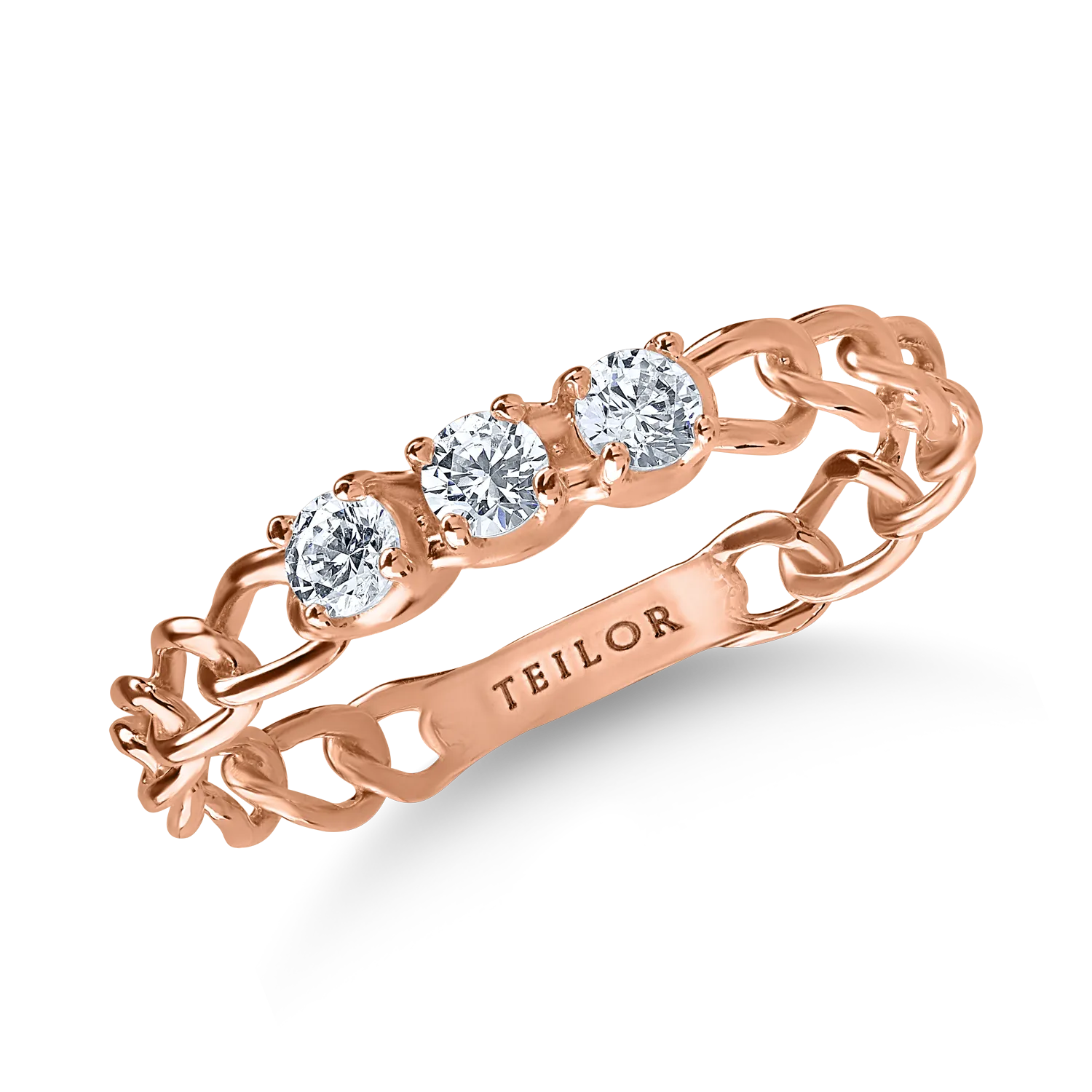 Rose gold braided ring with zirconia